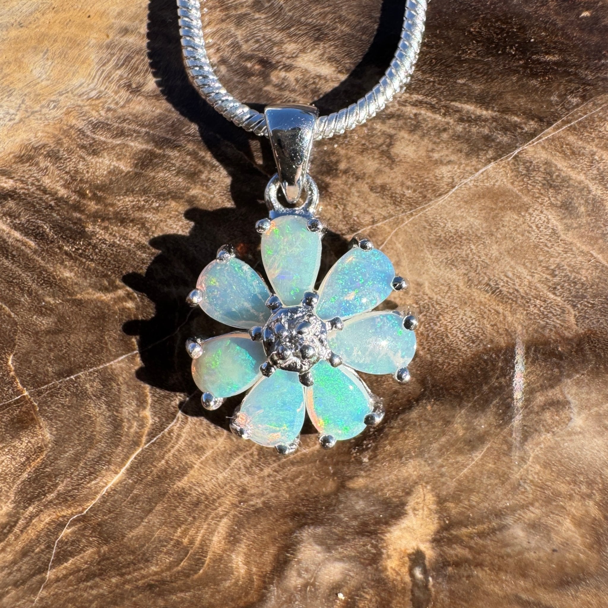 2.8ct Coober Pedy Opal Pendant Necklace ~ 'Daintree Shimmer' | 925 Sterling Silver | Solid Australian Opal