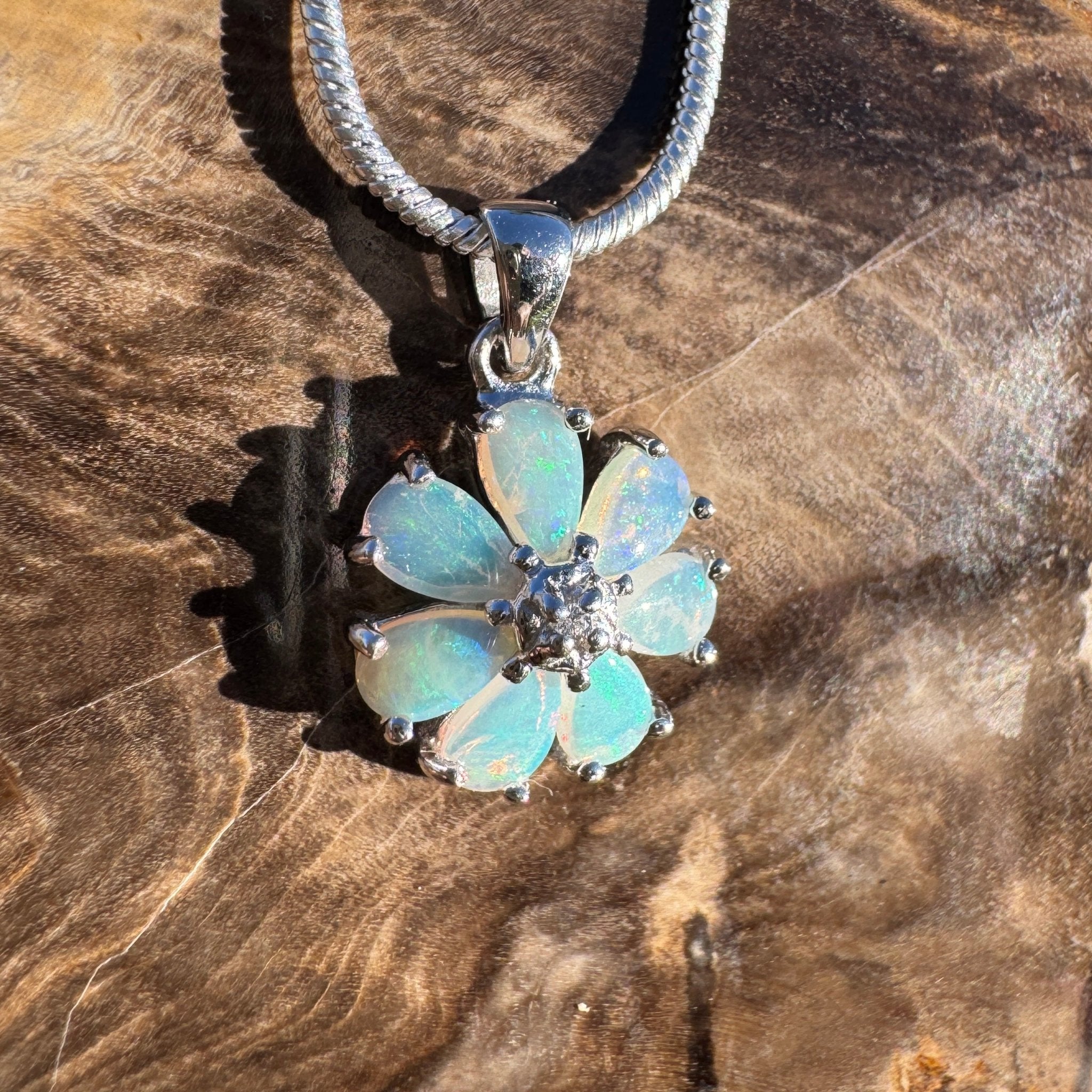 2.8ct Coober Pedy Opal Pendant Necklace ~ 'Daintree Shimmer' | 925 Sterling Silver | Solid Australian Opal