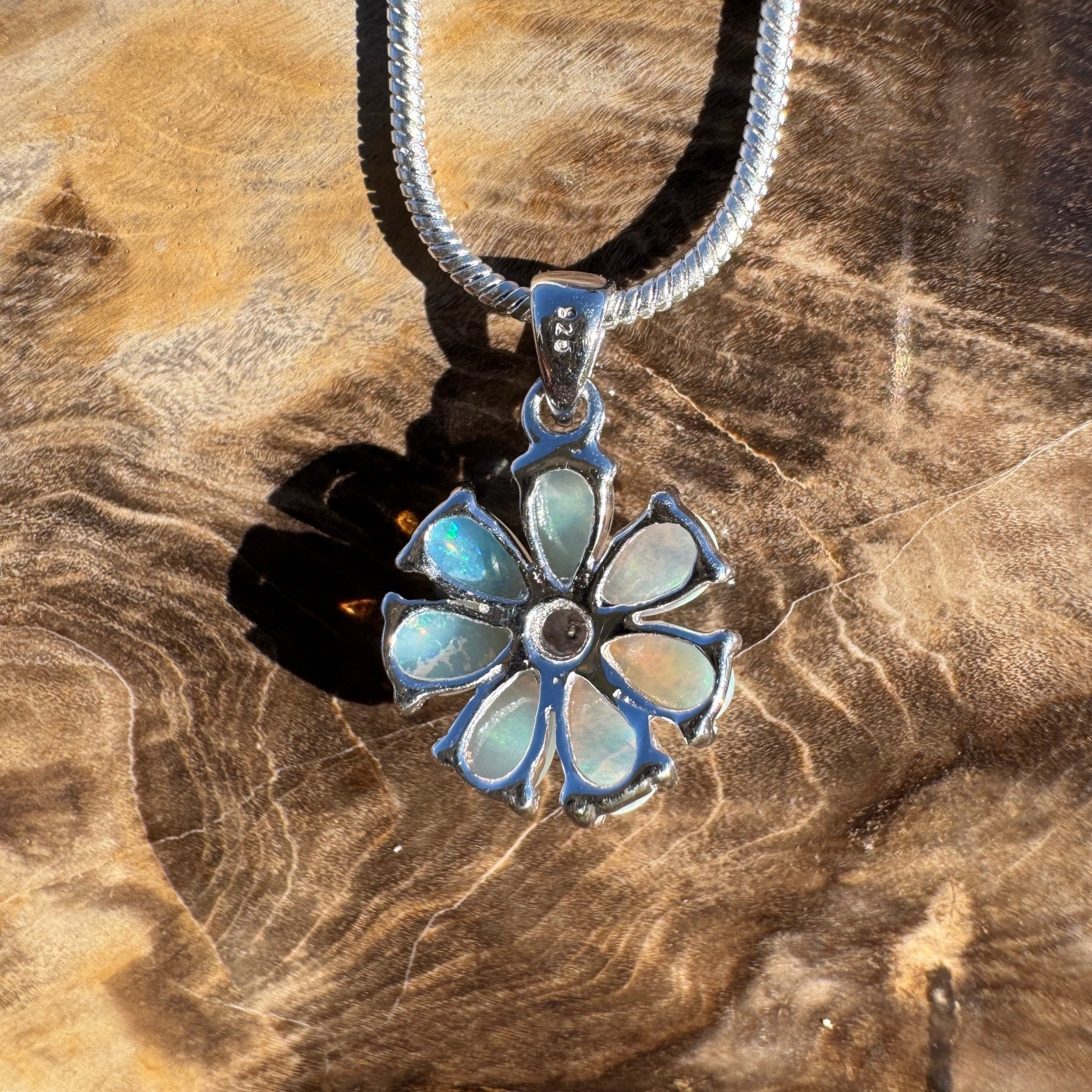 2.8ct Coober Pedy Opal Pendant Necklace ~ 'Daintree Shimmer' | 925 Sterling Silver | Solid Australian Opal