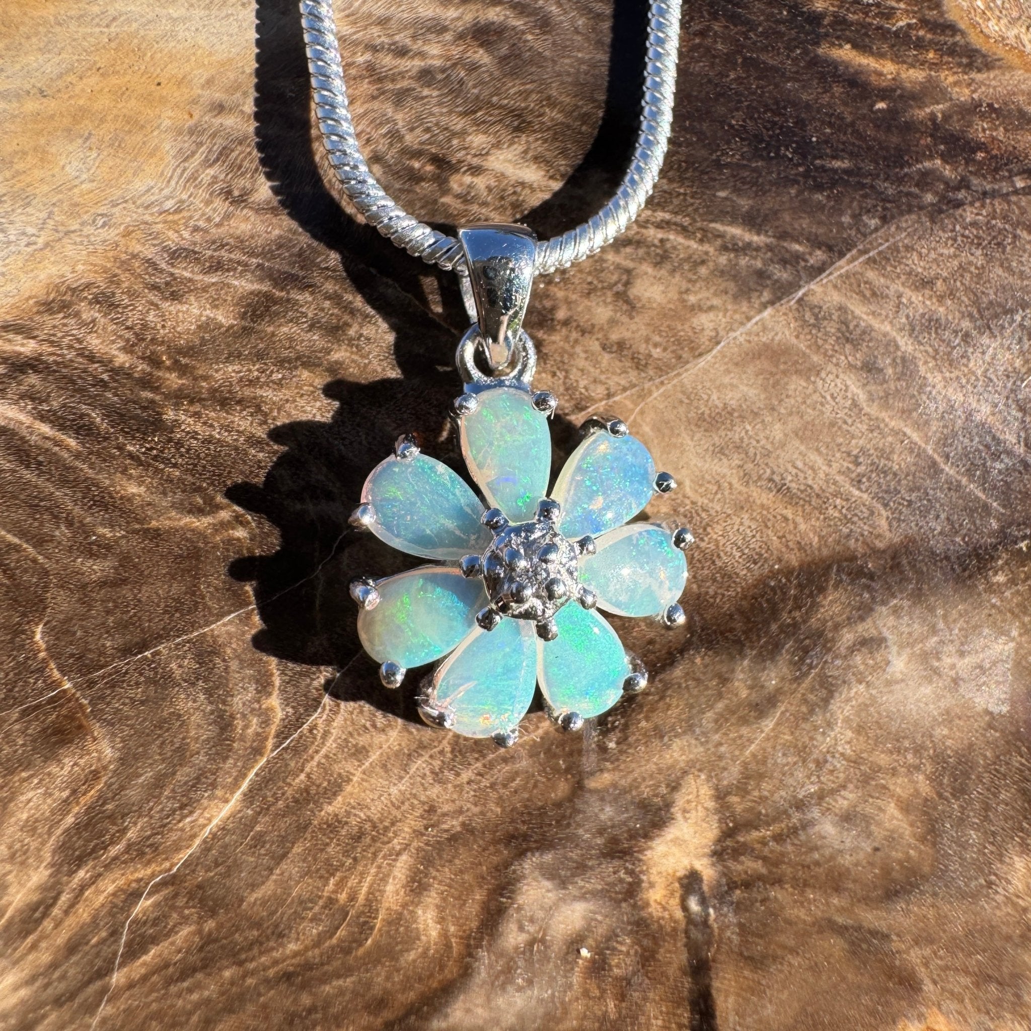 2.8ct Coober Pedy Opal Pendant Necklace ~ 'Daintree Shimmer' | 925 Sterling Silver | Solid Australian Opal