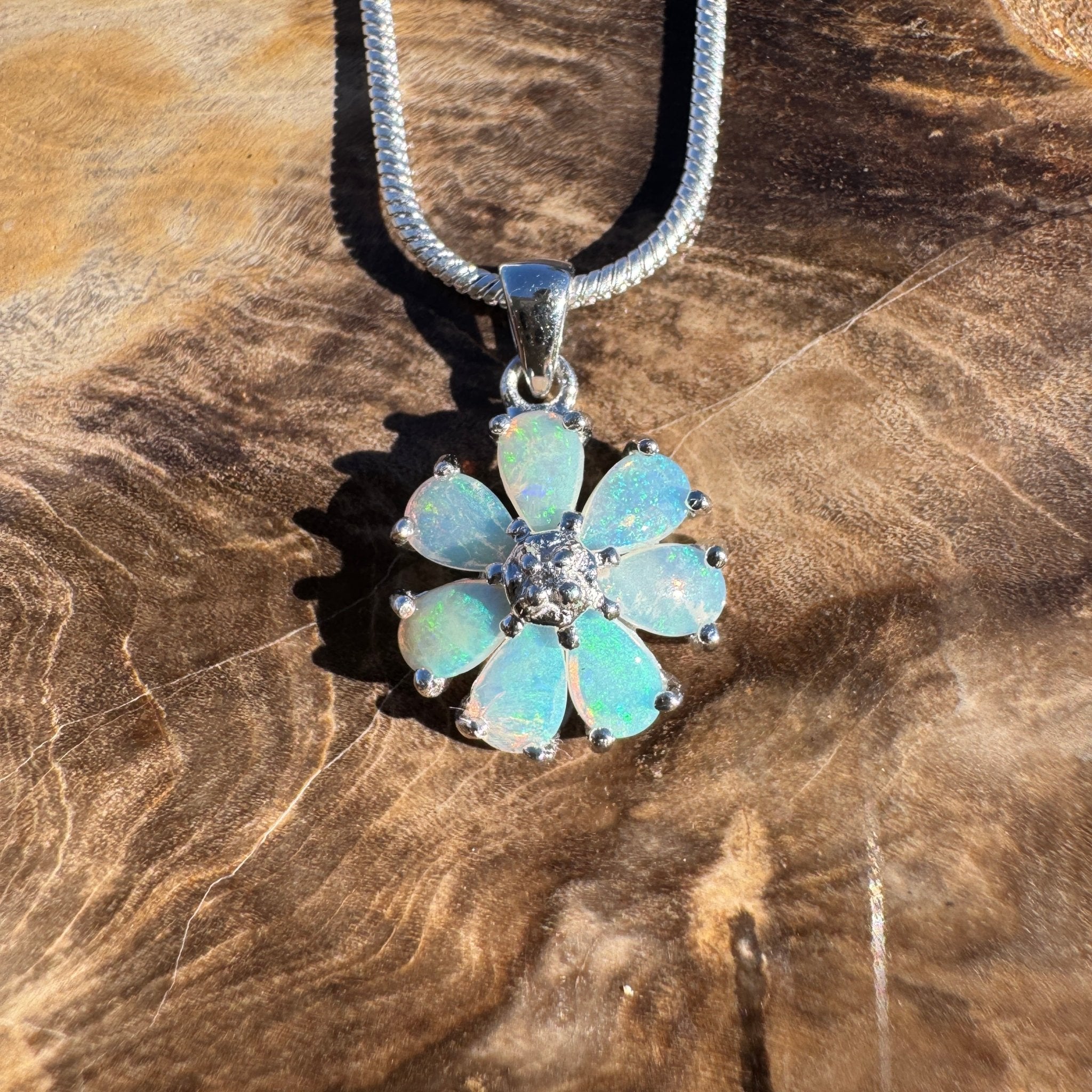 2.8ct Coober Pedy Opal Pendant Necklace ~ 'Daintree Shimmer' | 925 Sterling Silver | Solid Australian Opal