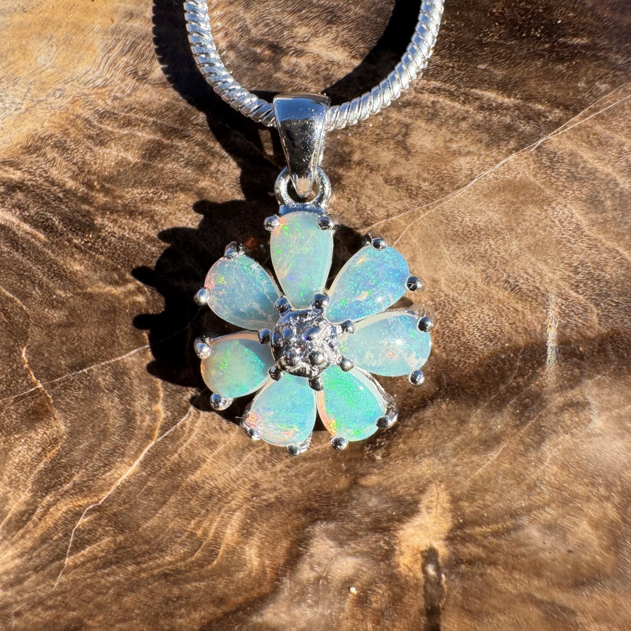 2.8ct Coober Pedy Opal Pendant Necklace ~ 'Daintree Shimmer' | 925 Sterling Silver | Solid Australian Opal