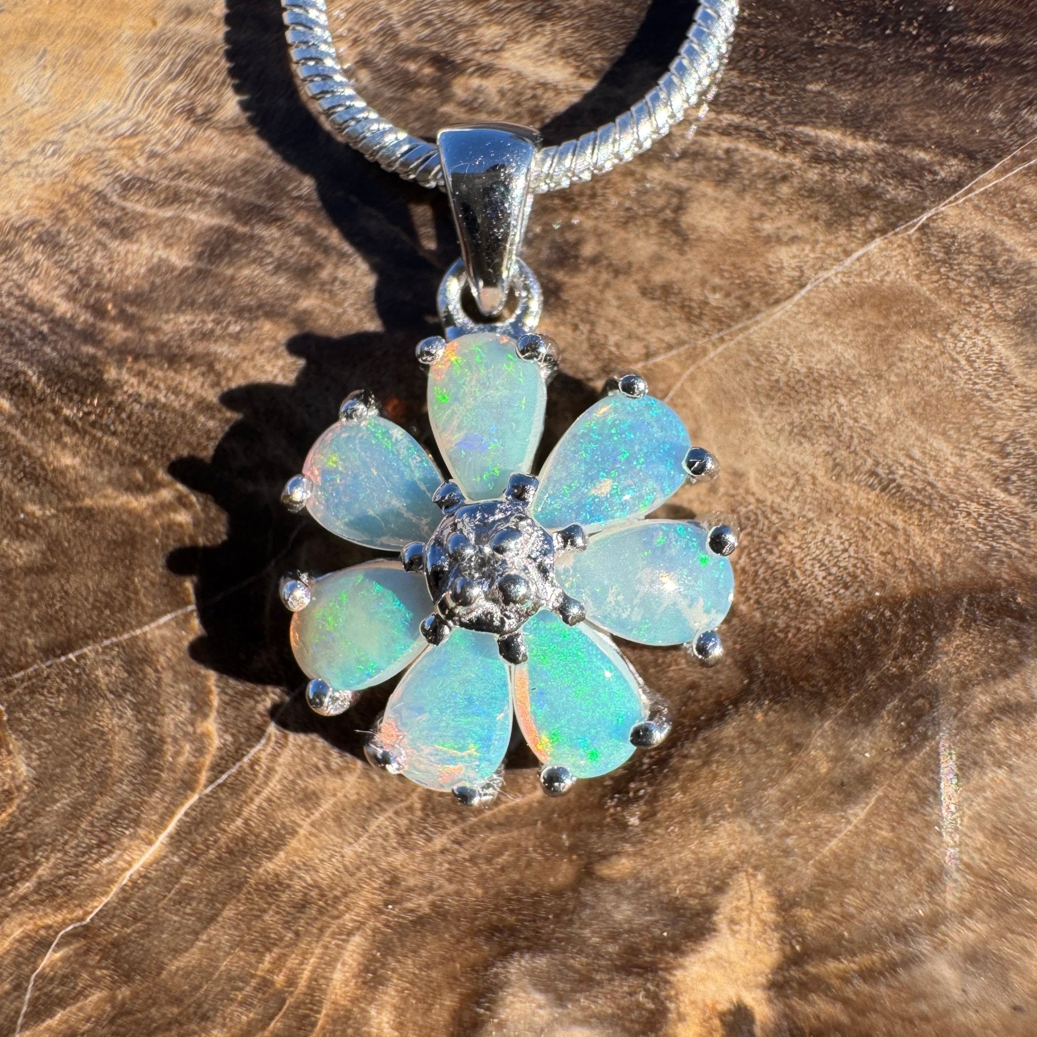 2.8ct Coober Pedy Opal Pendant Necklace ~ 'Daintree Shimmer' | 925 Sterling Silver | Solid Australian Opal