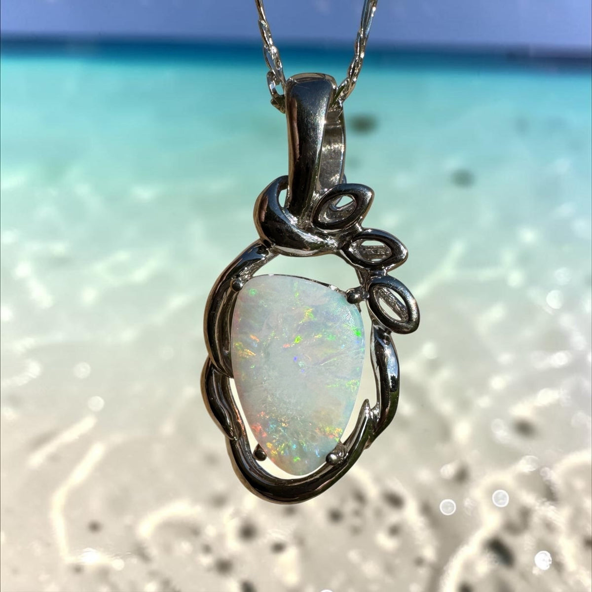 2.8ct Coober Pedy Opal Pendant Necklace ~ 'Kings Canyon Colour' | 925 Sterling Silver | Solid Australian Opal