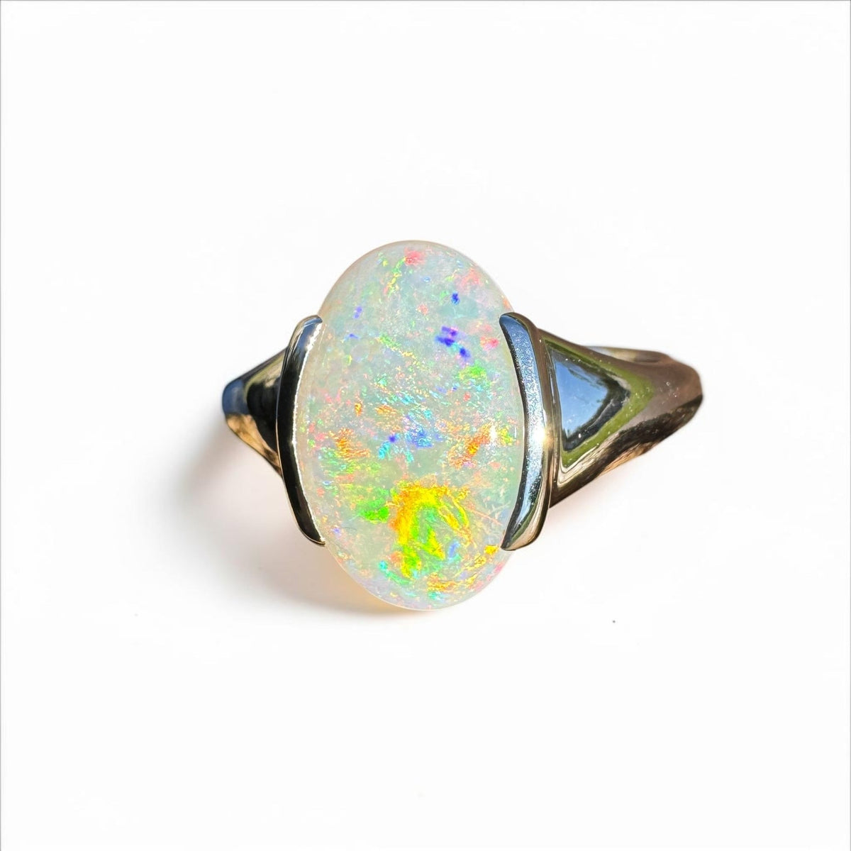 2.8ct Coober Pedy Opal Ring ~ 'Barossa Spectrum' | 925 Sterling Silver | Solid Australian Opal