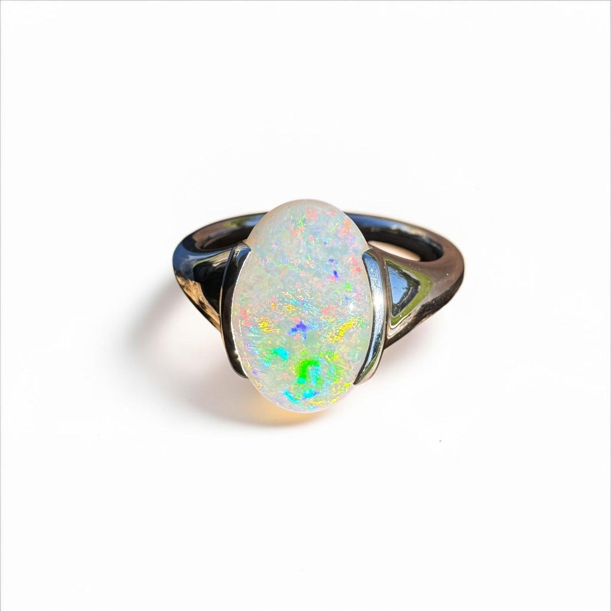 2.8ct Coober Pedy Opal Ring ~ 'Barossa Spectrum' | 925 Sterling Silver | Solid Australian Opal