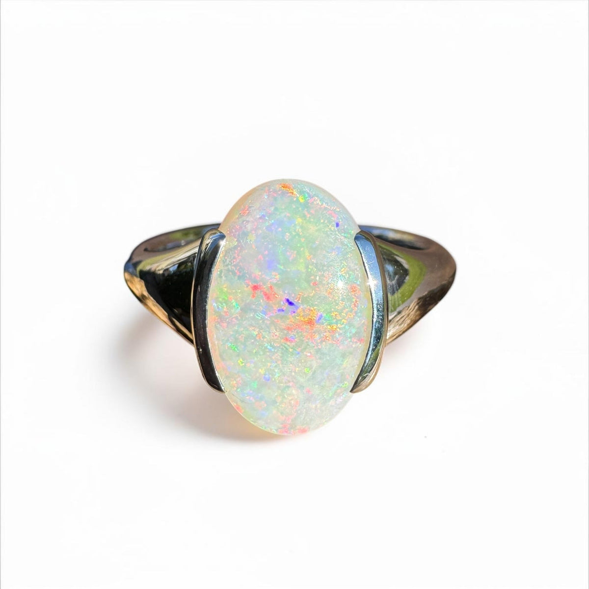 2.8ct Coober Pedy Opal Ring ~ 'Barossa Spectrum' | 925 Sterling Silver | Solid Australian Opal