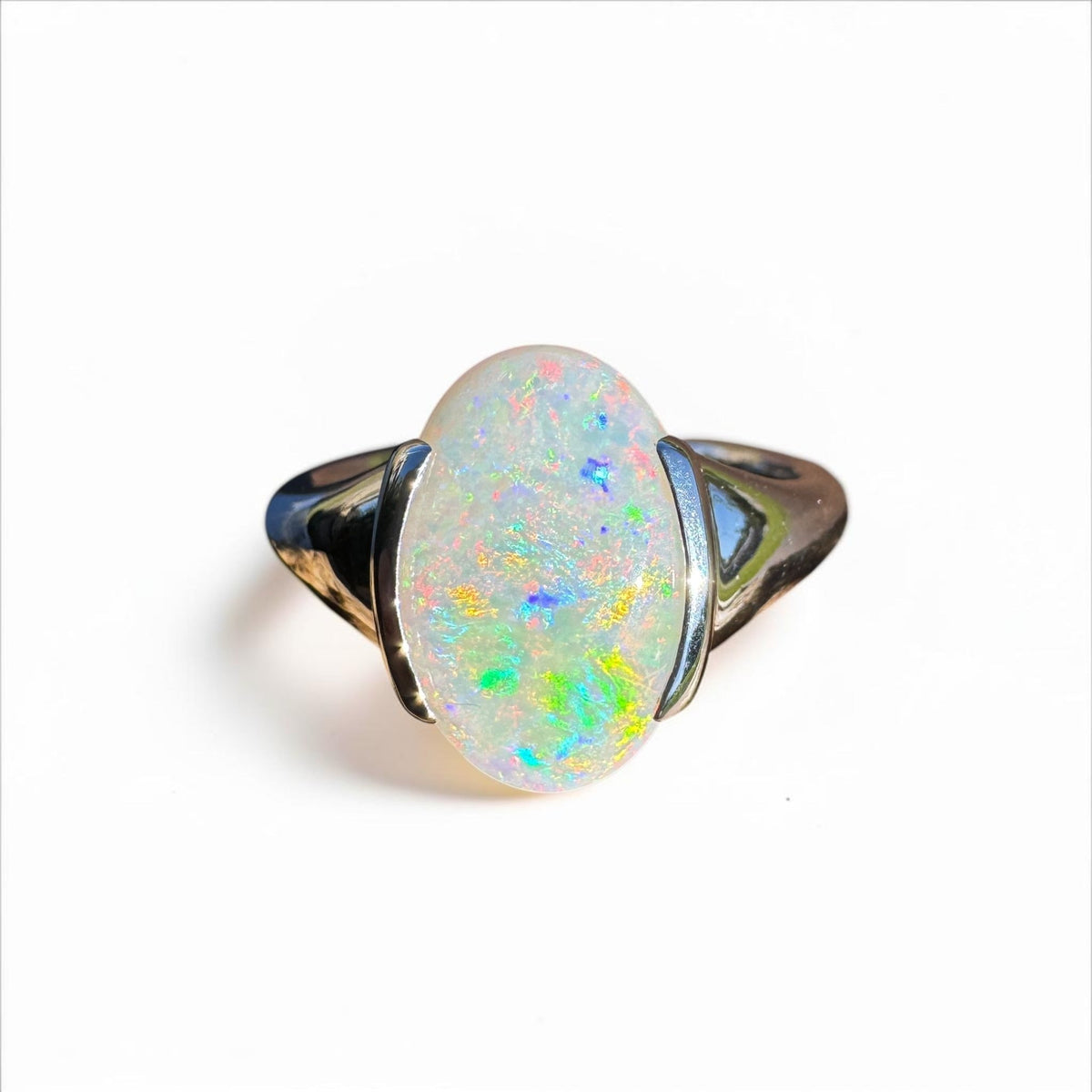 2.8ct Coober Pedy Opal Ring ~ 'Barossa Spectrum' | 925 Sterling Silver | Solid Australian Opal