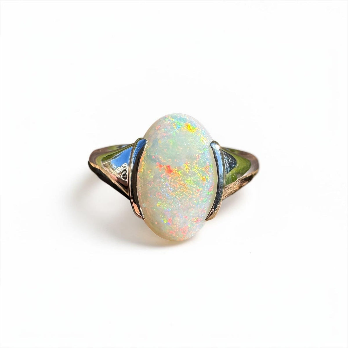 2.8ct Coober Pedy Opal Ring ~ 'Barossa Spectrum' | 925 Sterling Silver | Solid Australian Opal
