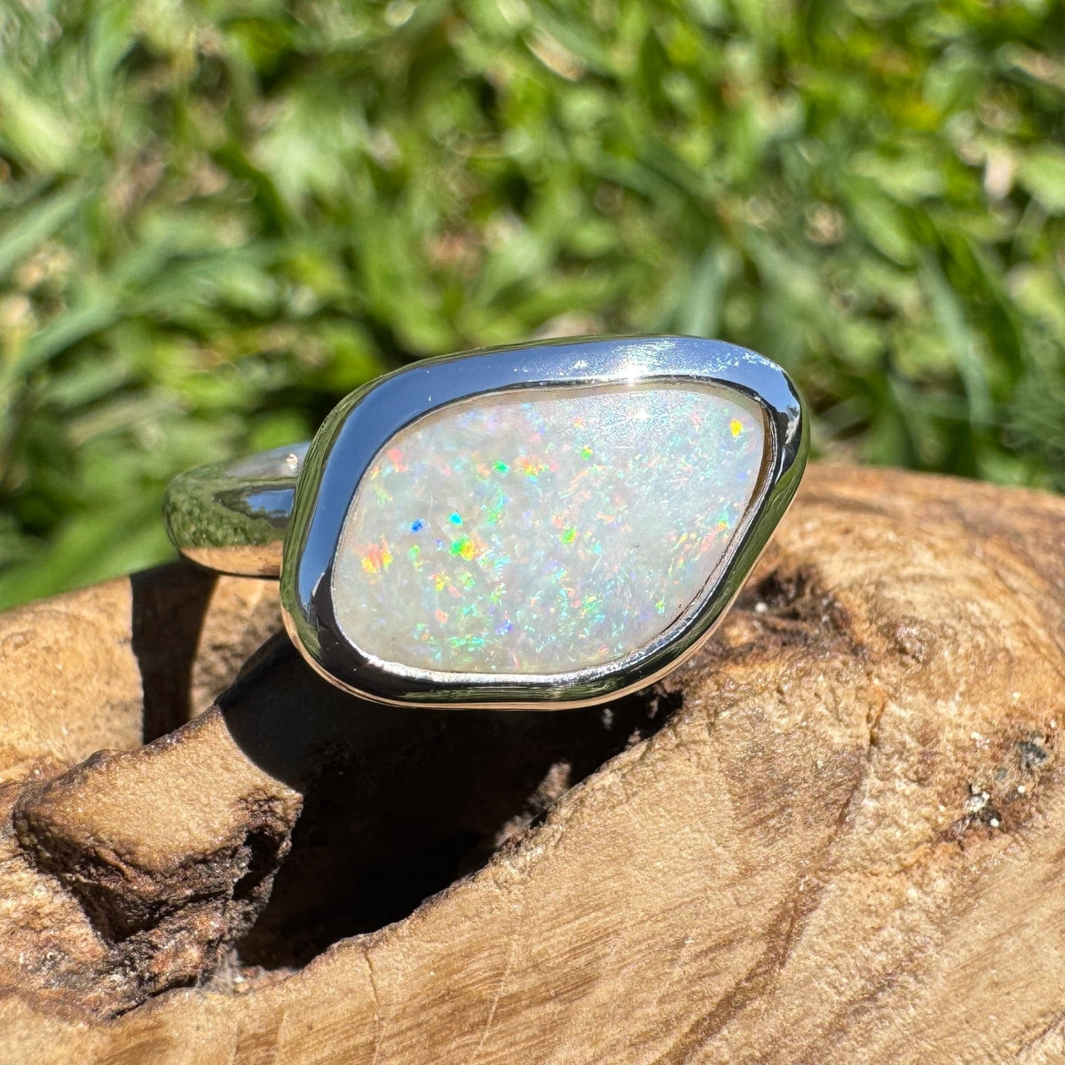 2.8ct Mintabie Opal Ring ~ 'Ediacara Spark' | 925 Sterling Silver | Solid Australian Opal
