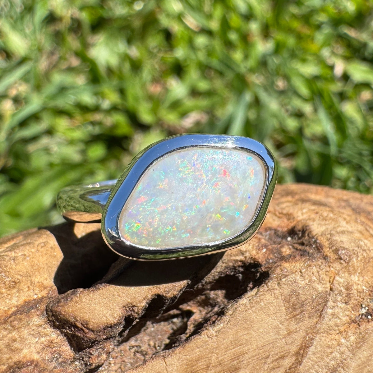 2.8ct Mintabie Opal Ring ~ 'Ediacara Spark' | 925 Sterling Silver | Solid Australian Opal