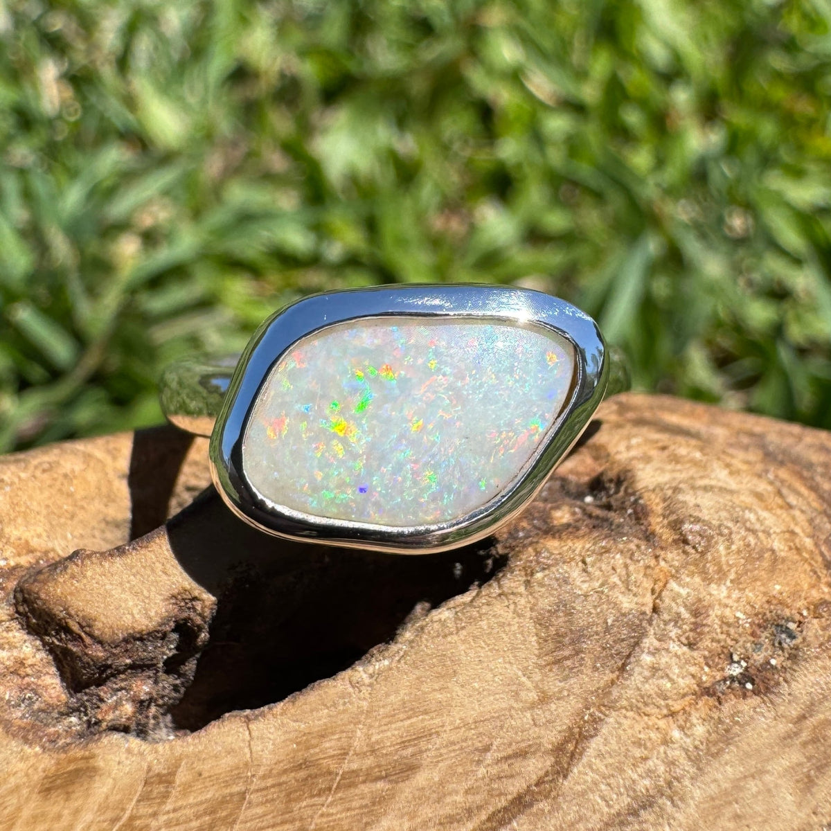 2.8ct Mintabie Opal Ring ~ 'Ediacara Spark' | 925 Sterling Silver | Solid Australian Opal