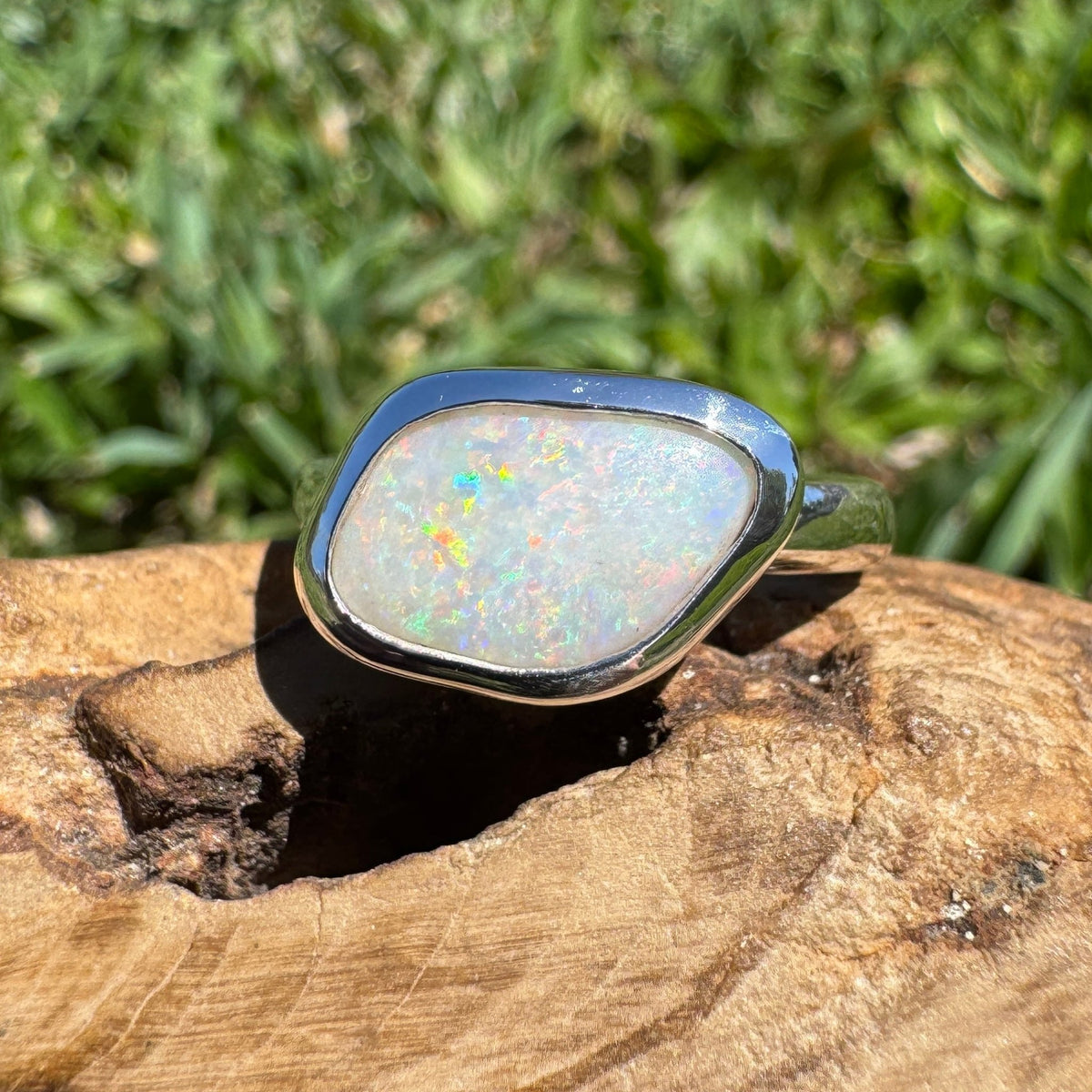 2.8ct Mintabie Opal Ring ~ 'Ediacara Spark' | 925 Sterling Silver | Solid Australian Opal