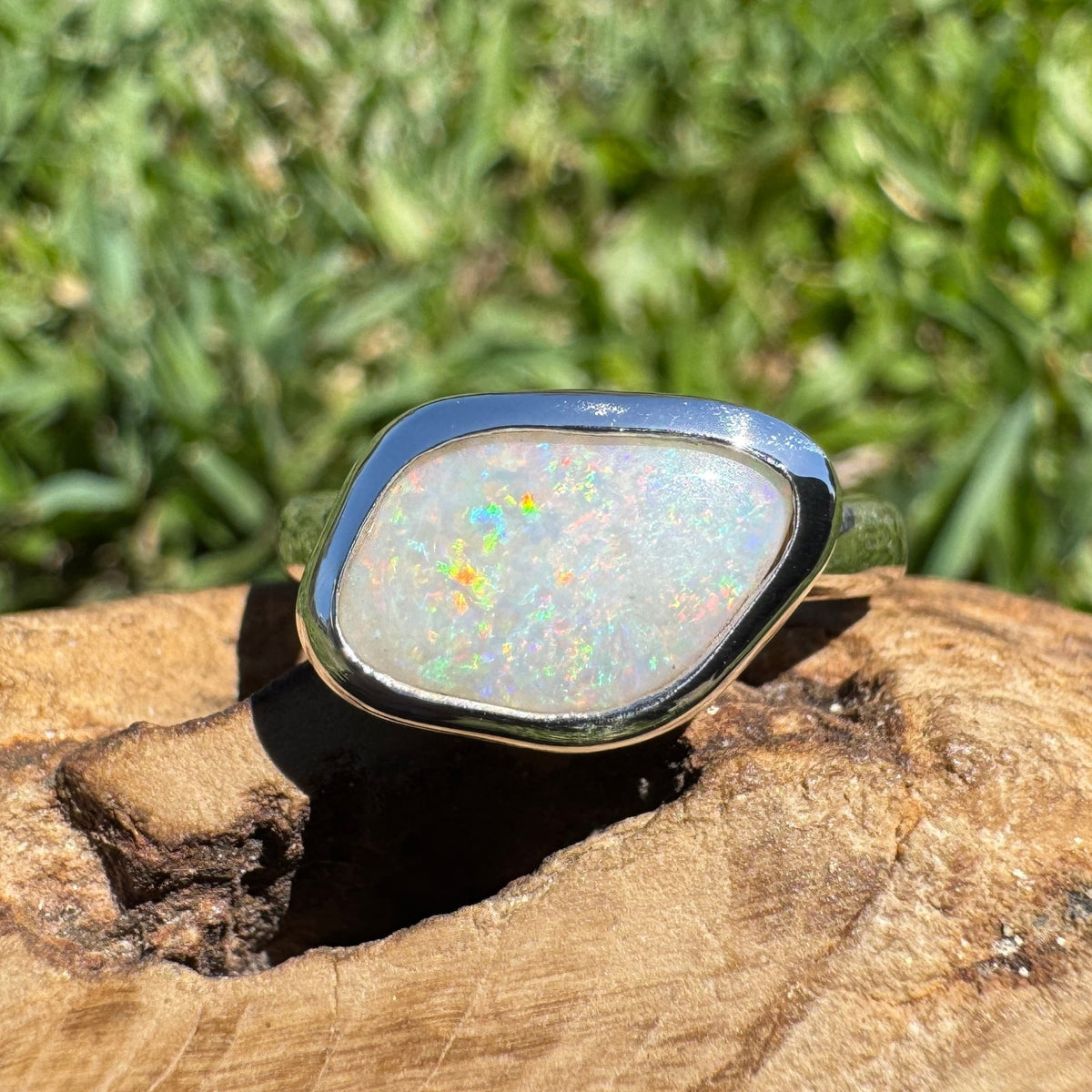 2.8ct Mintabie Opal Ring ~ 'Ediacara Spark' | 925 Sterling Silver | Solid Australian Opal