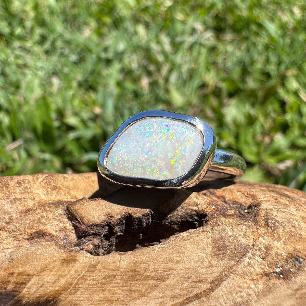2.8ct Mintabie Opal Ring ~ 'Ediacara Spark' | 925 Sterling Silver | Solid Australian Opal