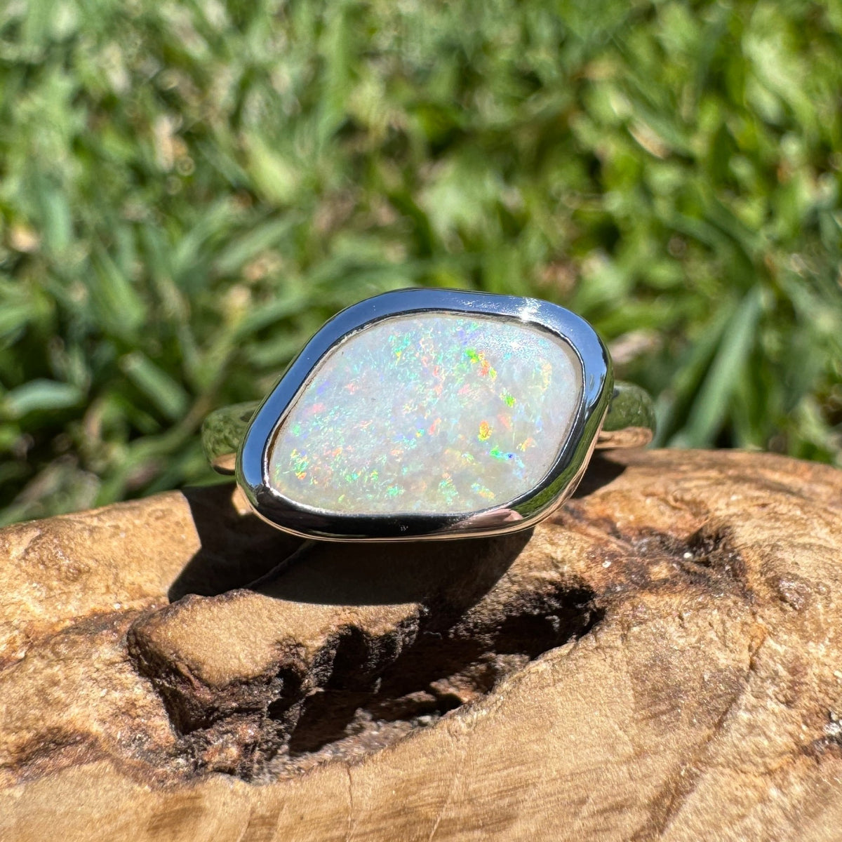 2.8ct Mintabie Opal Ring ~ 'Ediacara Spark' | 925 Sterling Silver | Solid Australian Opal