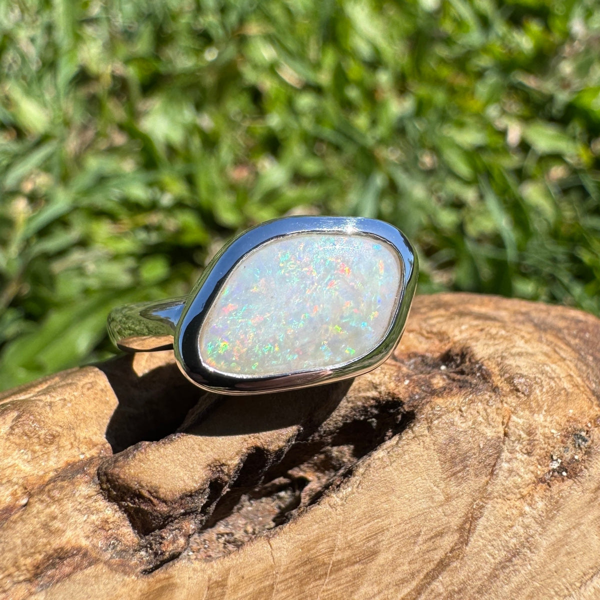 2.8ct Mintabie Opal Ring ~ 'Ediacara Spark' | 925 Sterling Silver | Solid Australian Opal