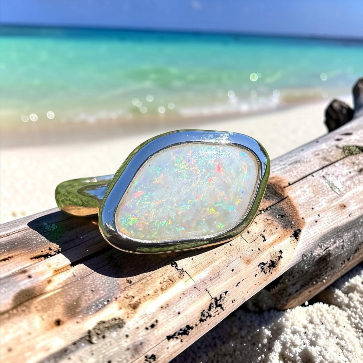 2.8ct Mintabie Opal Ring ~ 'Ediacara Spark' | 925 Sterling Silver | Solid Australian Opal