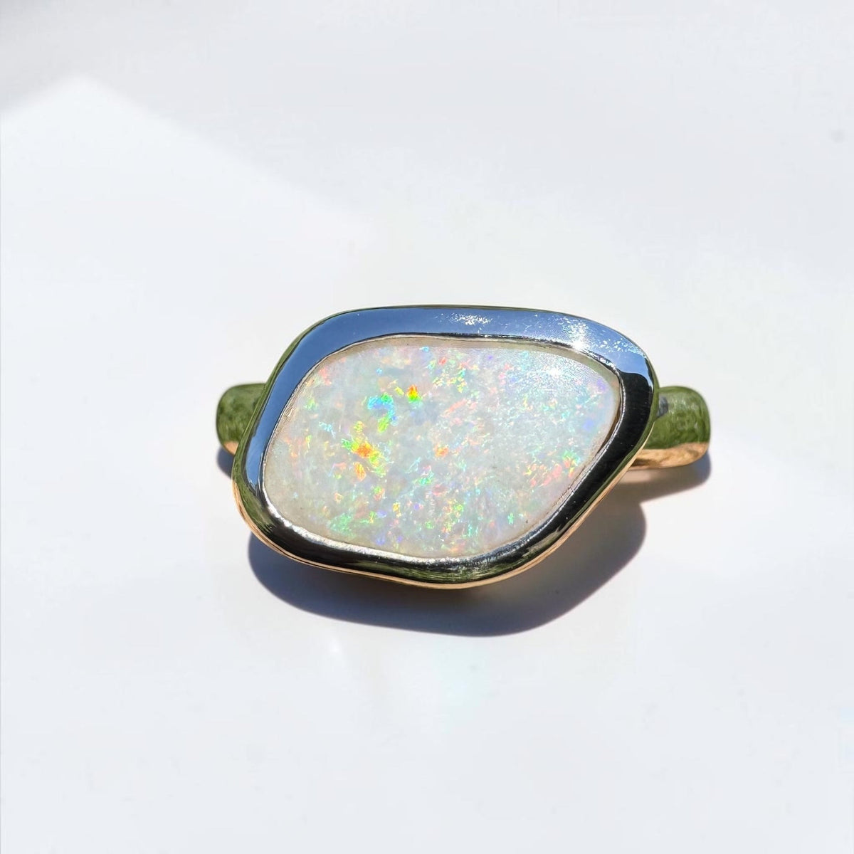 2.8ct Mintabie Opal Ring ~ 'Ediacara Spark' | 925 Sterling Silver | Solid Australian Opal