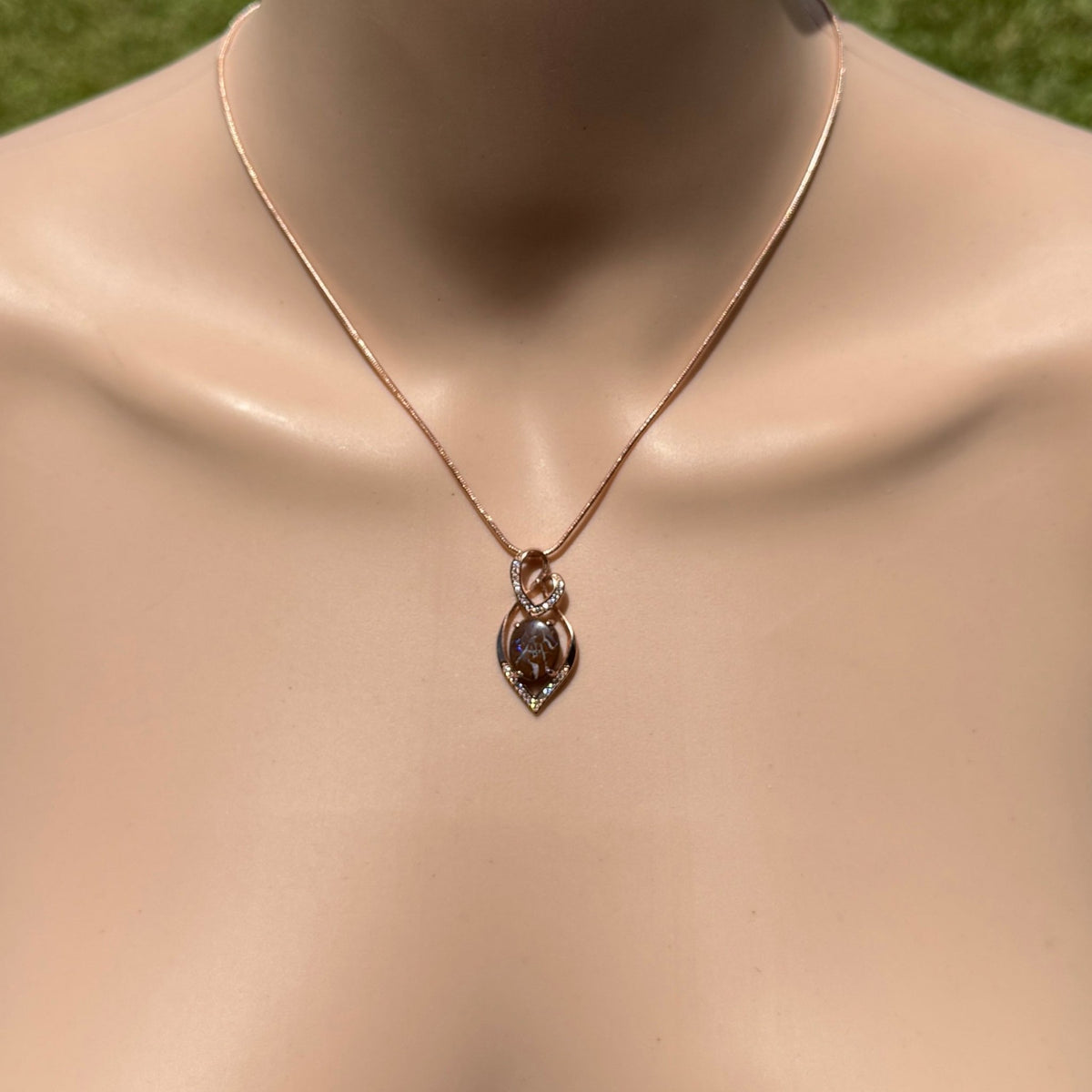 2.8ct Queensland Opal Pendant Necklace ~ 'Maria Island Glow' | Rose Gold Coated 925 Sterling Silver | Solid Australian Opal