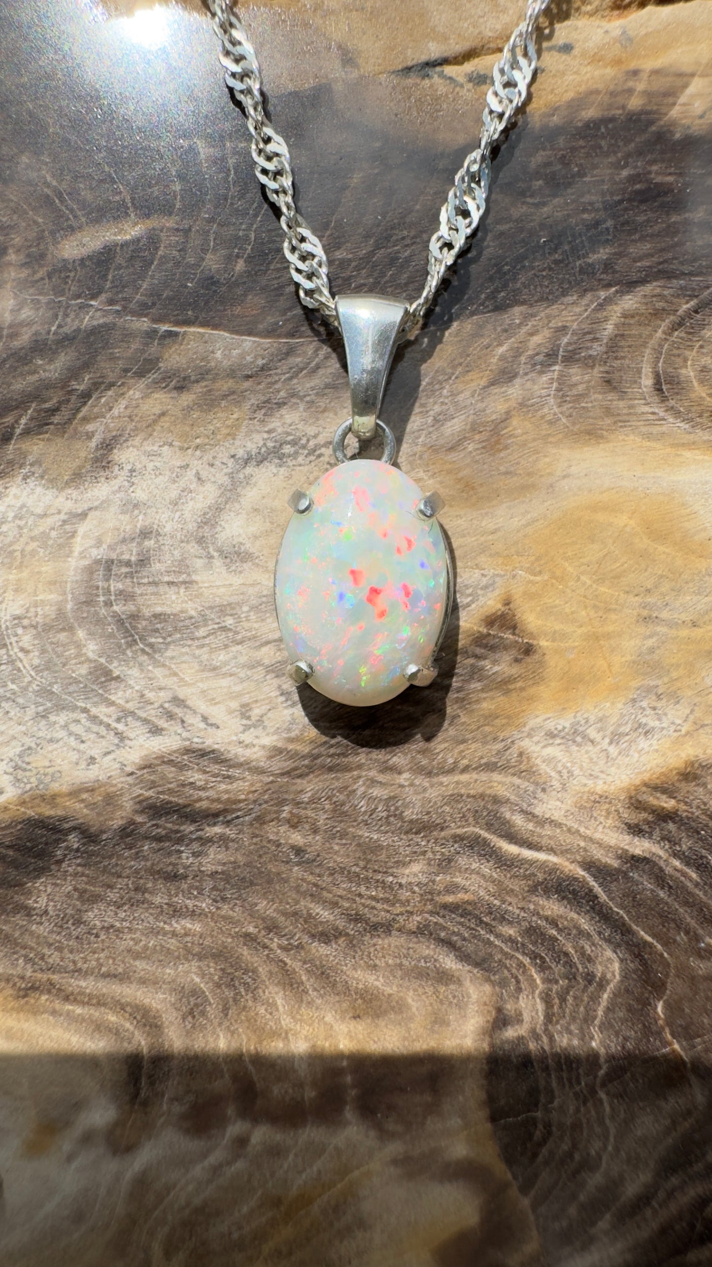 2.4ct Solid Coober Pedy Opal Sterling Silver Pendant