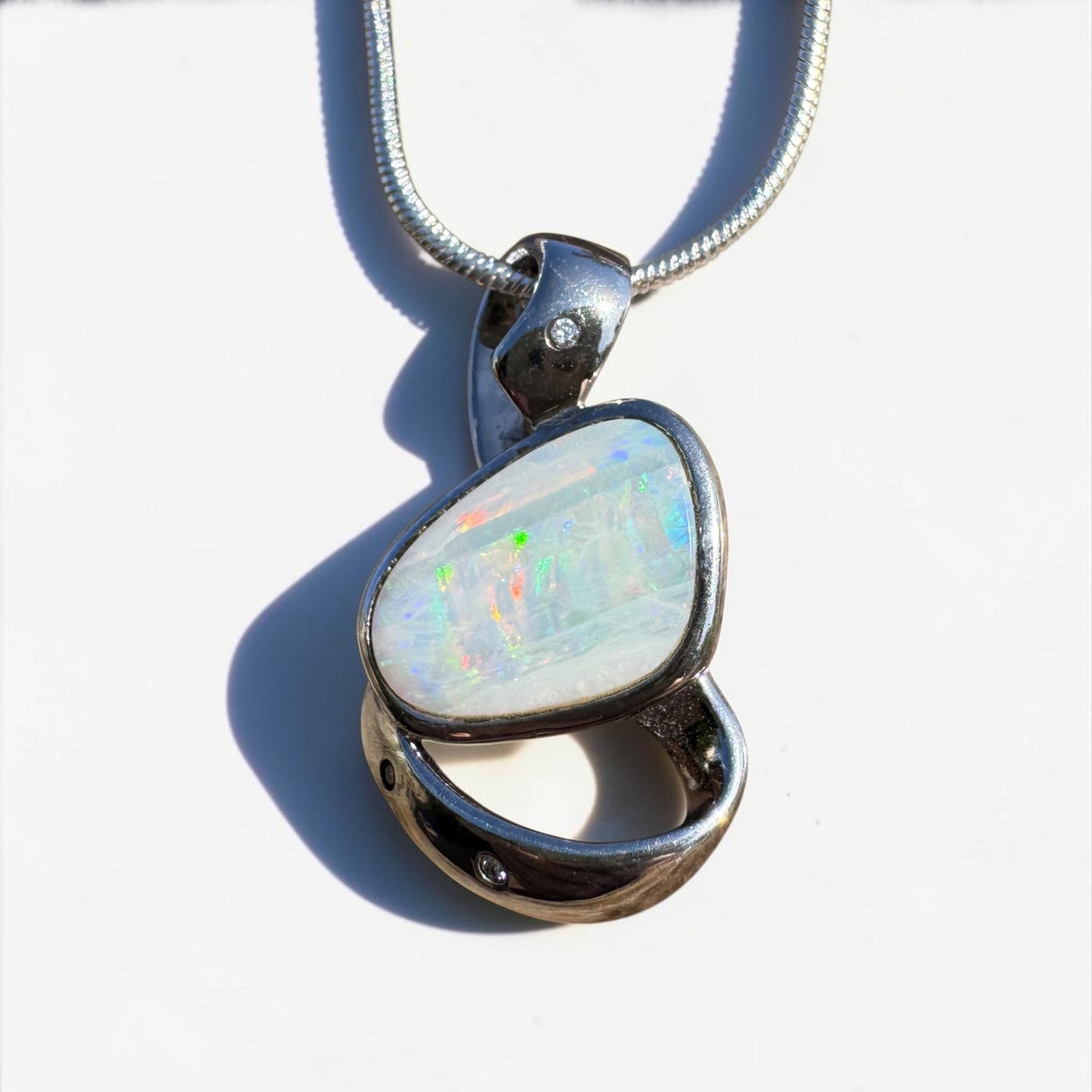 2.9ct Coober Pedy Opal Pendant Necklace ~ 'Cobargo Glow' | 925 Sterling Silver | Solid Australian Opal