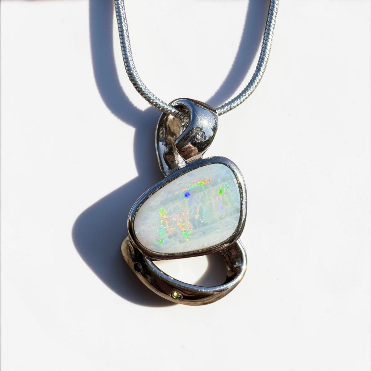 2.9ct Coober Pedy Opal Pendant Necklace ~ 'Cobargo Glow' | 925 Sterling Silver | Solid Australian Opal