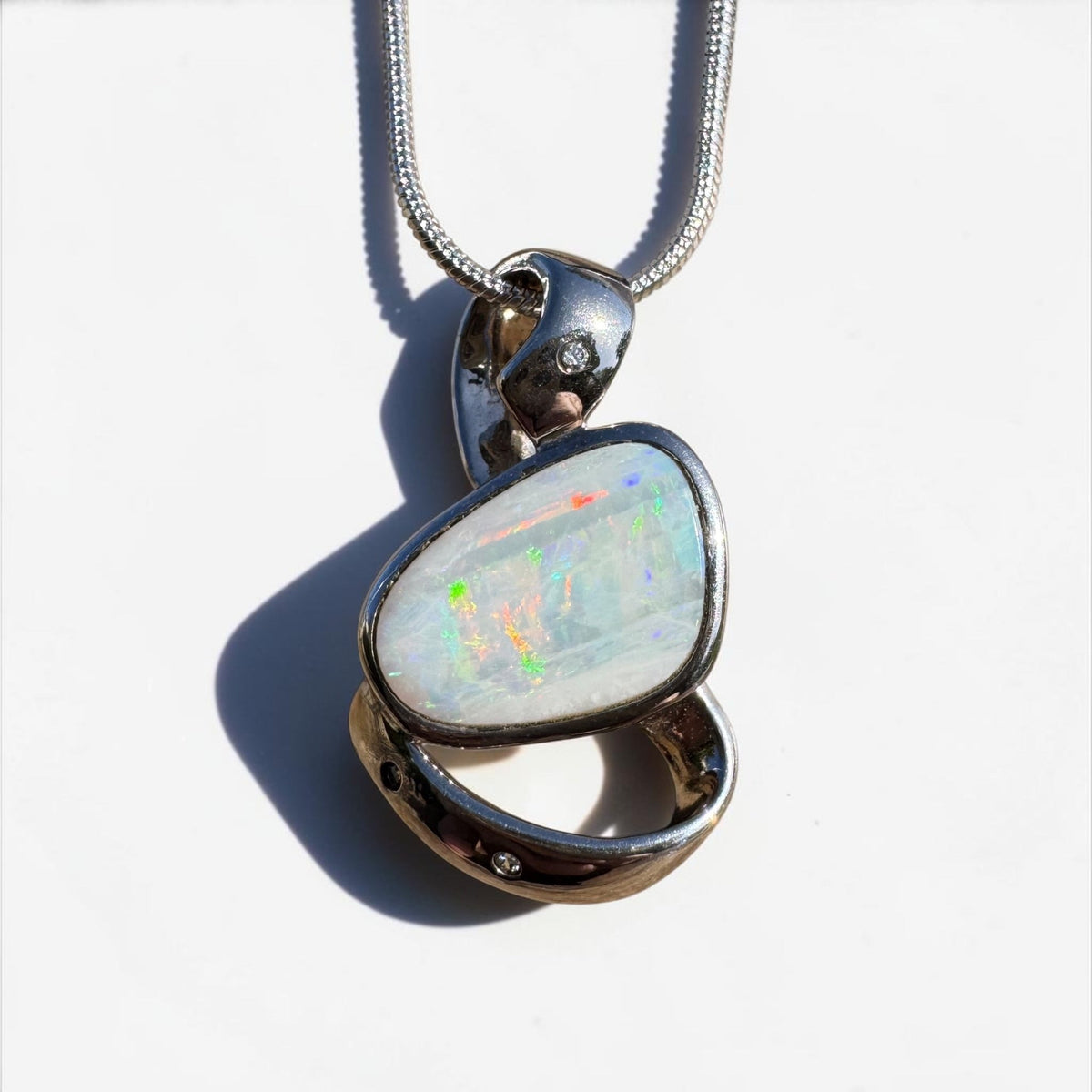 2.9ct Coober Pedy Opal Pendant Necklace ~ 'Cobargo Glow' | 925 Sterling Silver | Solid Australian Opal