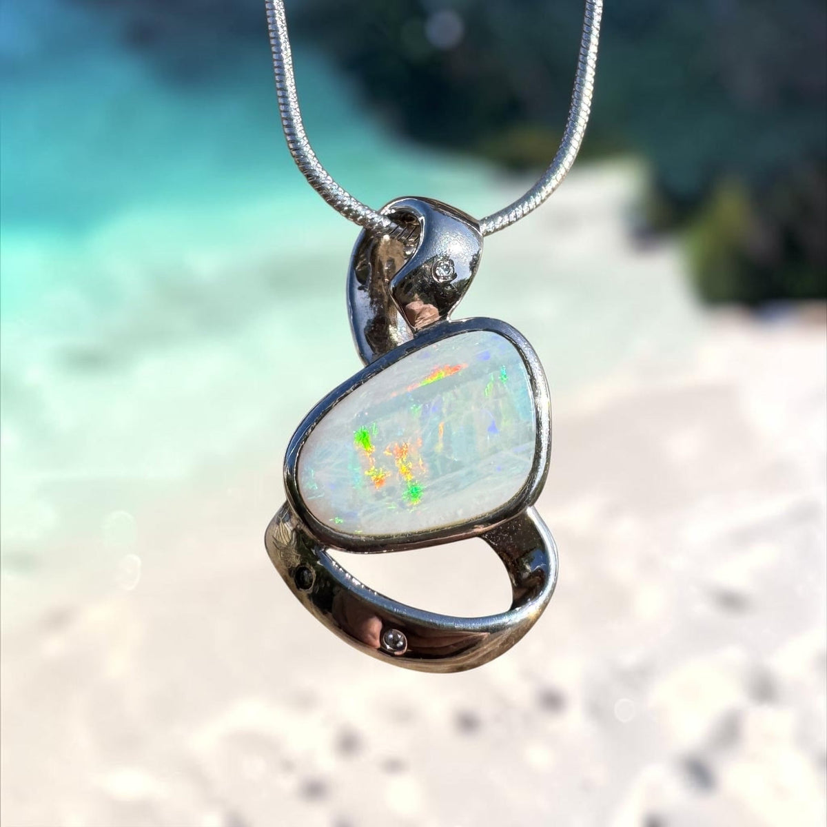 2.9ct Coober Pedy Opal Pendant Necklace ~ 'Cobargo Glow' | 925 Sterling Silver | Solid Australian Opal