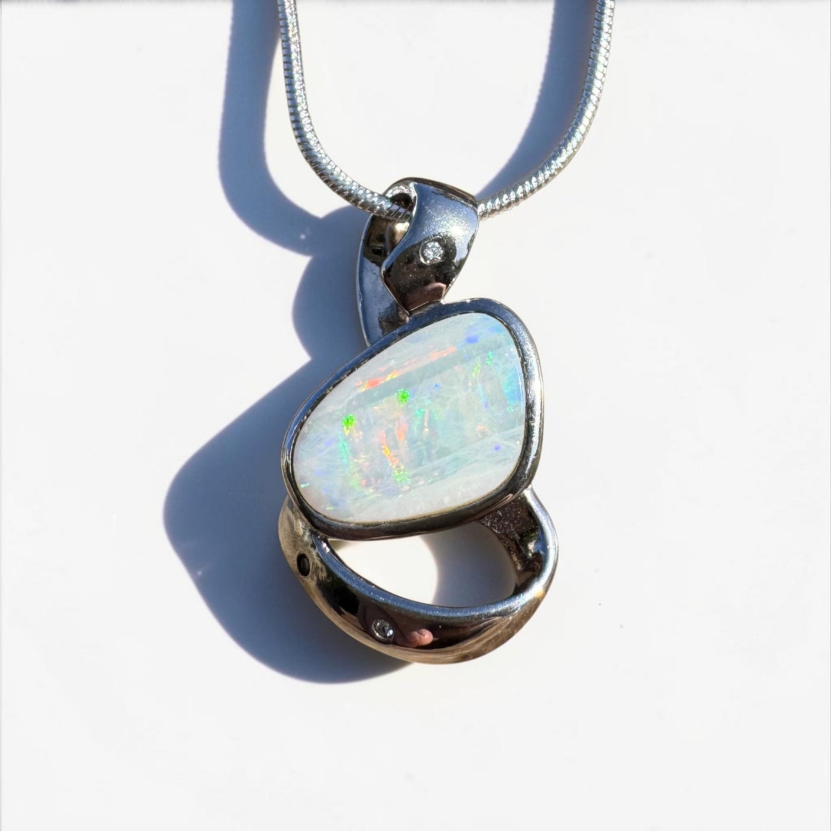 2.9ct Coober Pedy Opal Pendant Necklace ~ 'Cobargo Glow' | 925 Sterling Silver | Solid Australian Opal