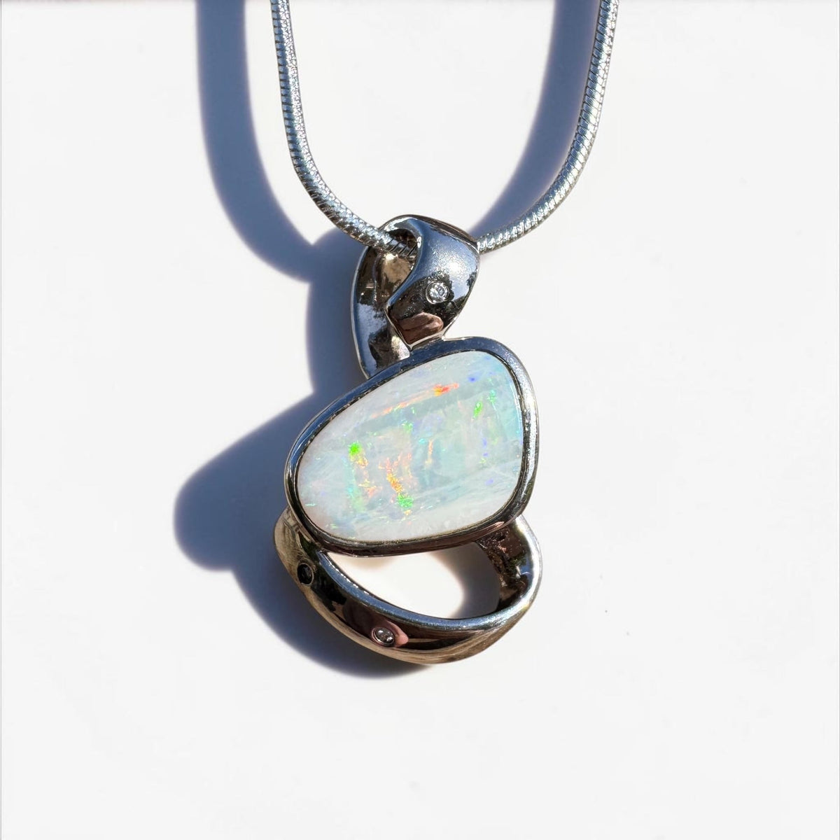 2.9ct Coober Pedy Opal Pendant Necklace ~ 'Cobargo Glow' | 925 Sterling Silver | Solid Australian Opal