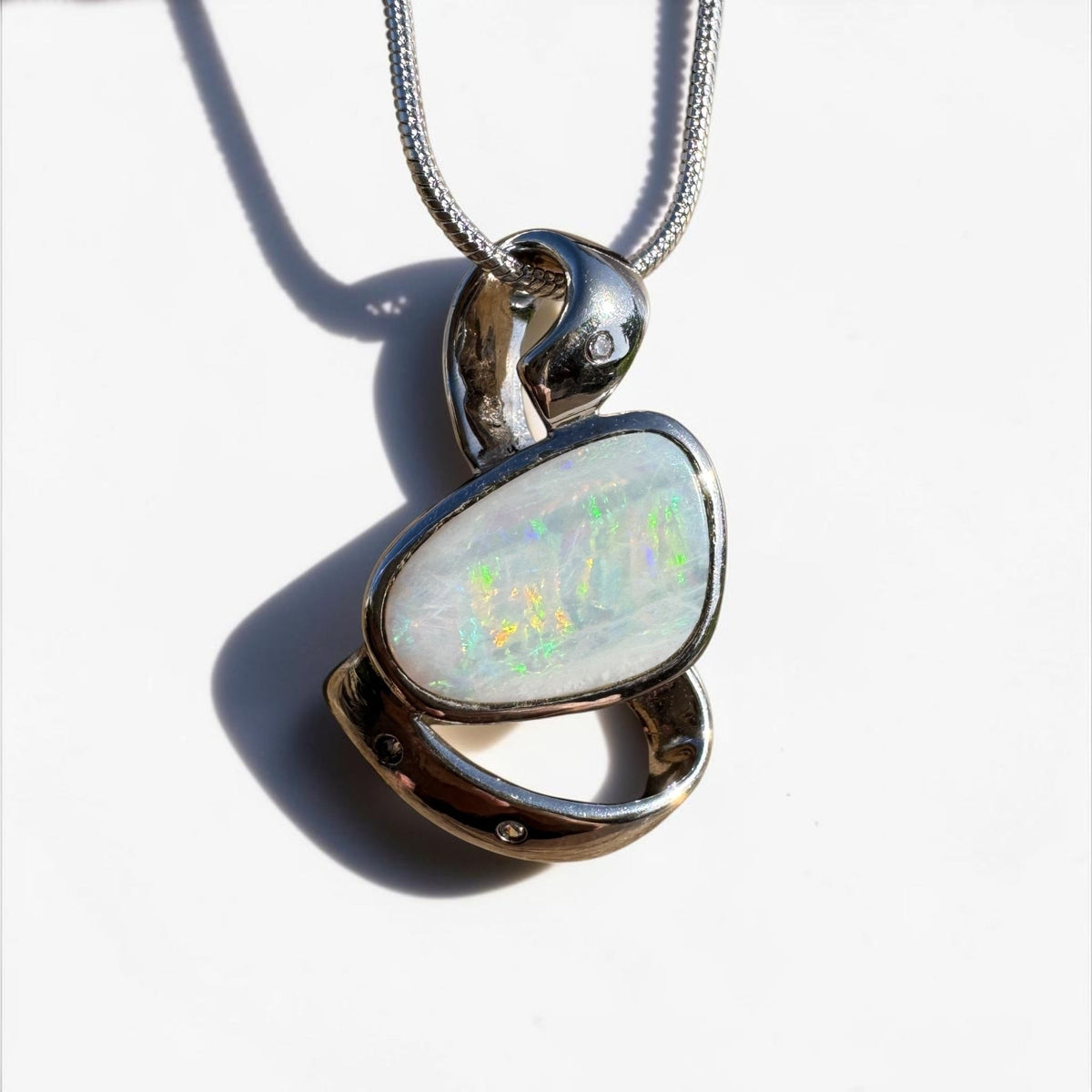2.9ct Coober Pedy Opal Pendant Necklace ~ 'Cobargo Glow' | 925 Sterling Silver | Solid Australian Opal
