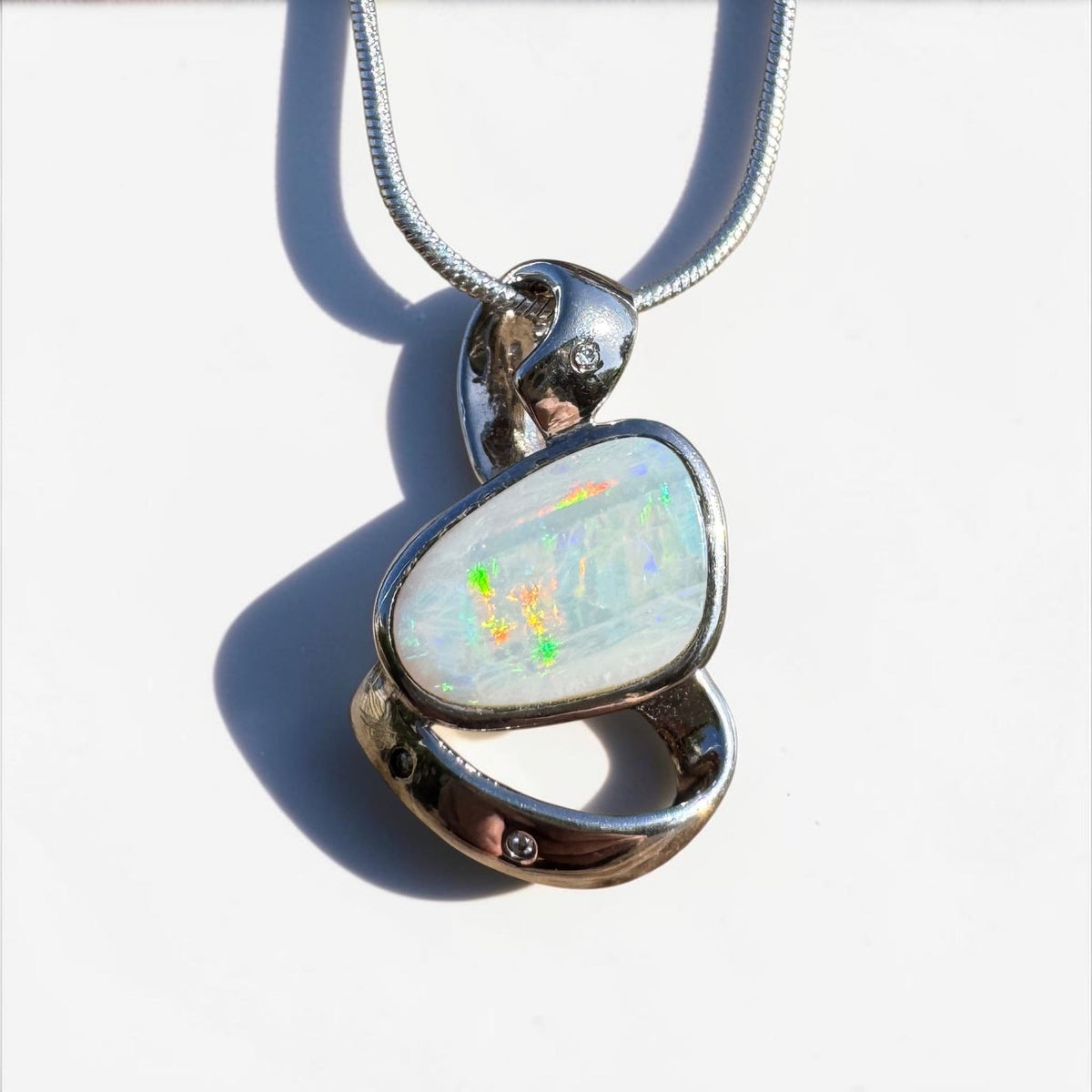 2.9ct Coober Pedy Opal Pendant Necklace ~ 'Cobargo Glow' | 925 Sterling Silver | Solid Australian Opal