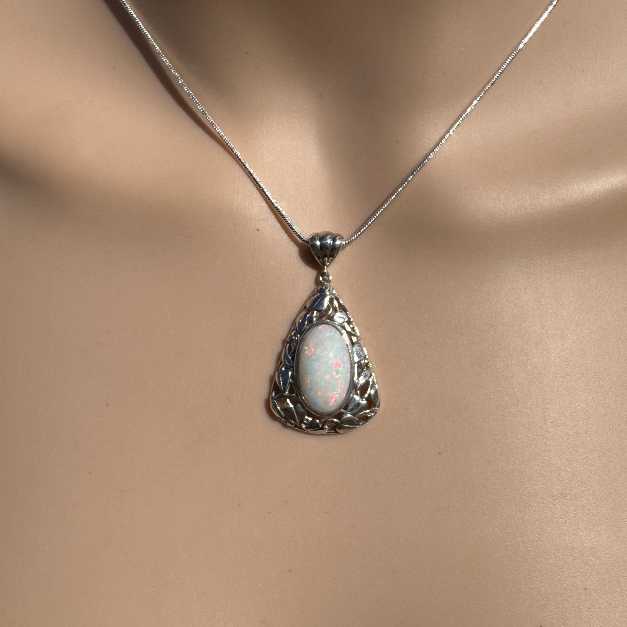 2.9ct Coober Pedy Opal Pendant Necklace ~ 'Coral Coast Fire' | 925 Sterling Silver | Solid Australian Opal