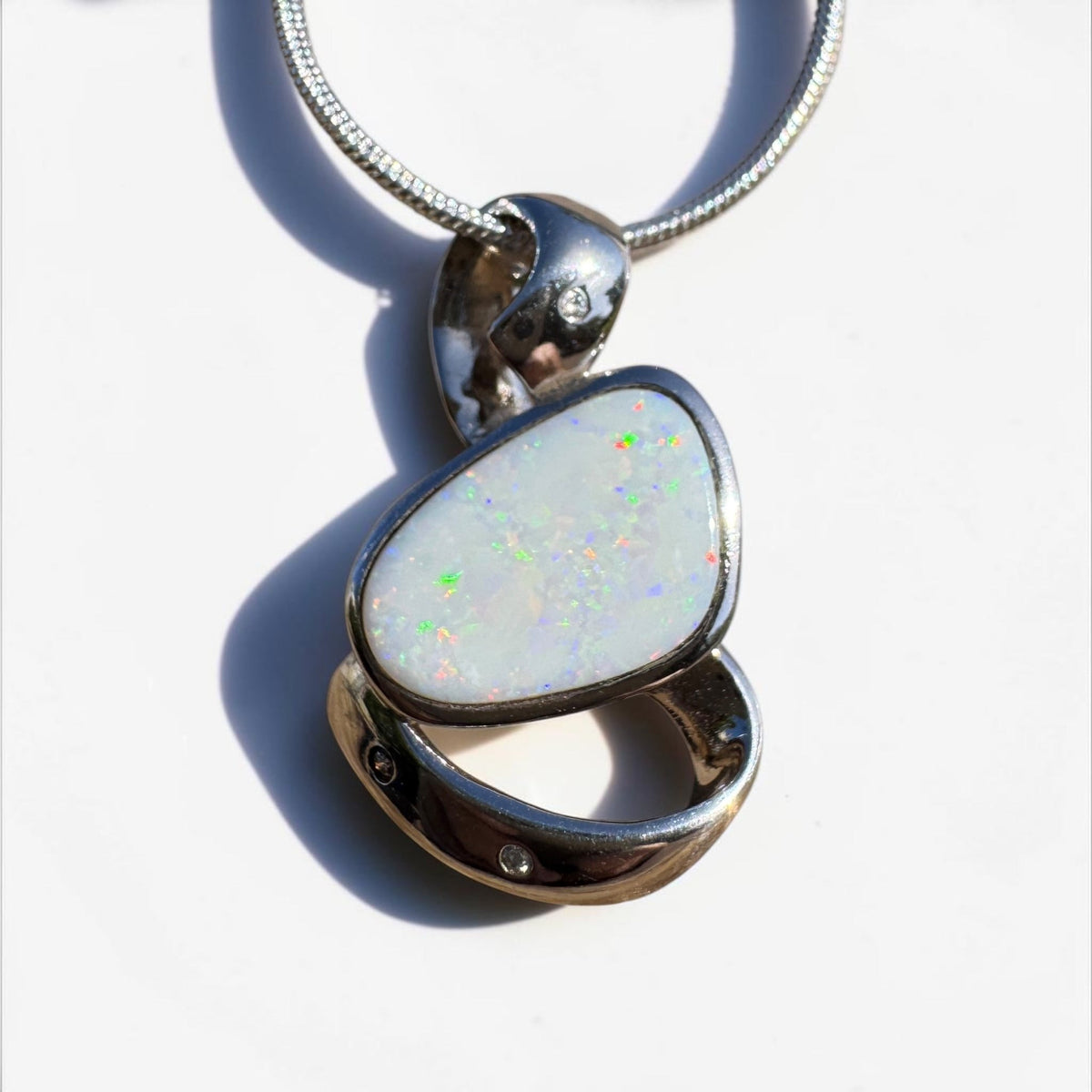 2.9ct Coober Pedy Opal Pendant Necklace ~ 'Quilpie Firelight' | 925 Sterling Silver | Solid Australian Opal