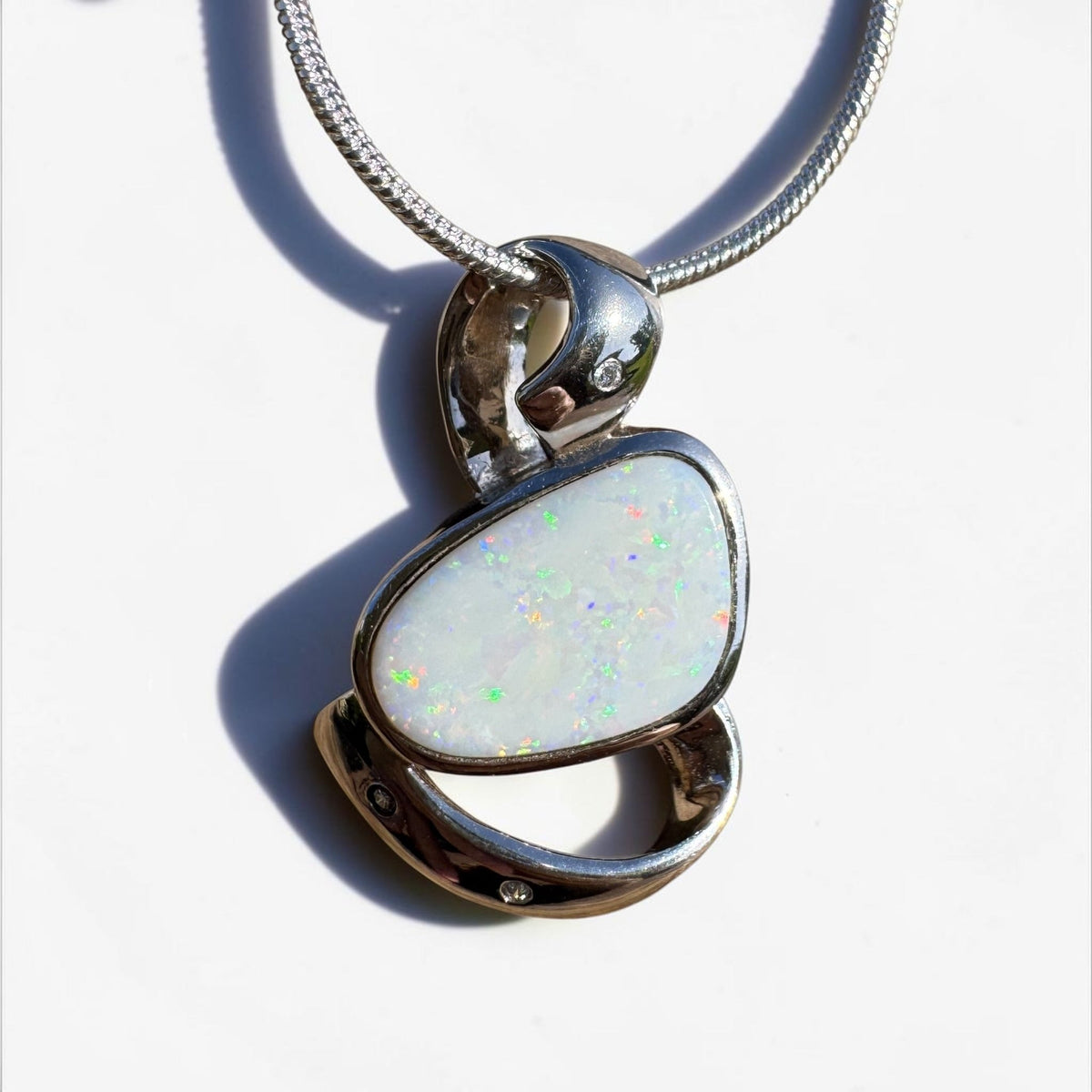 2.9ct Coober Pedy Opal Pendant Necklace ~ 'Quilpie Firelight' | 925 Sterling Silver | Solid Australian Opal