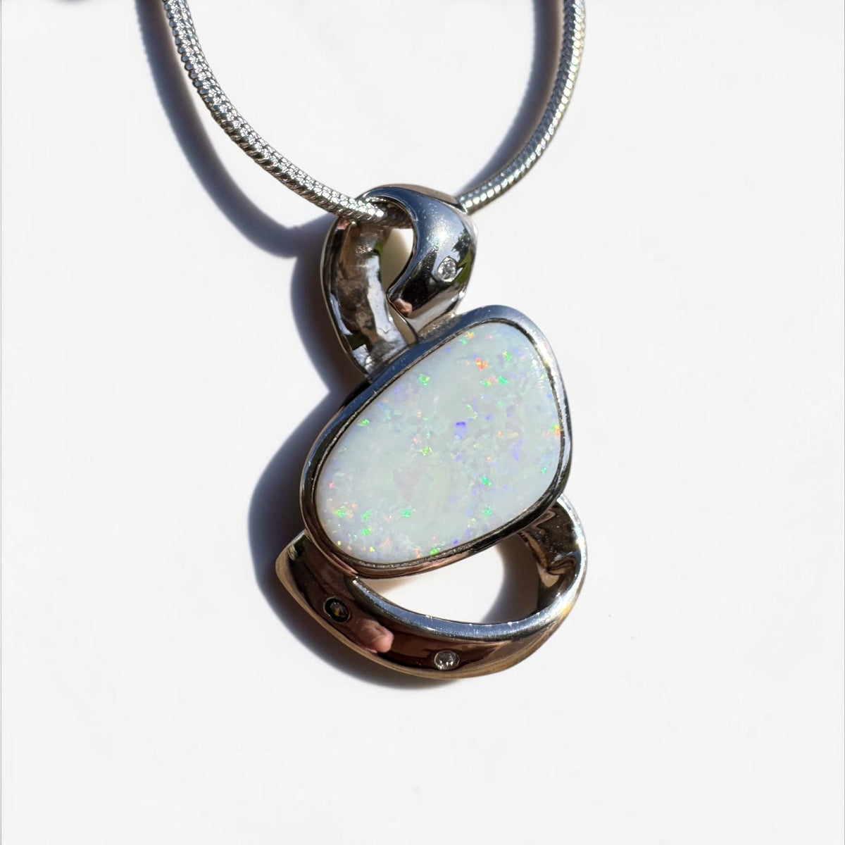 2.9ct Coober Pedy Opal Pendant Necklace ~ 'Quilpie Firelight' | 925 Sterling Silver | Solid Australian Opal