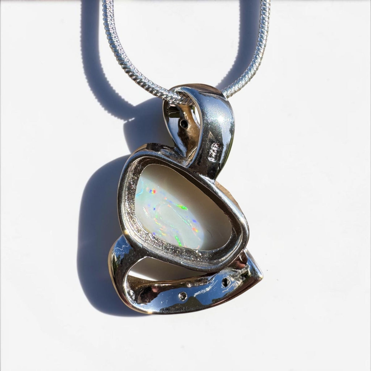 2.9ct Coober Pedy Opal Pendant Necklace ~ 'Quilpie Firelight' | 925 Sterling Silver | Solid Australian Opal