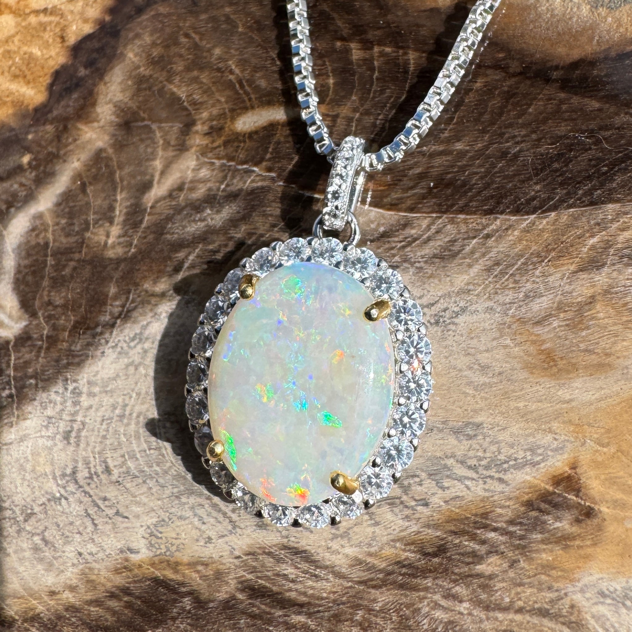 2.8ct Coober Pedy Opal Pendant Necklace ~ 'Wollumbin Caldera' | 925 Sterling Silver | Solid Australian Opal