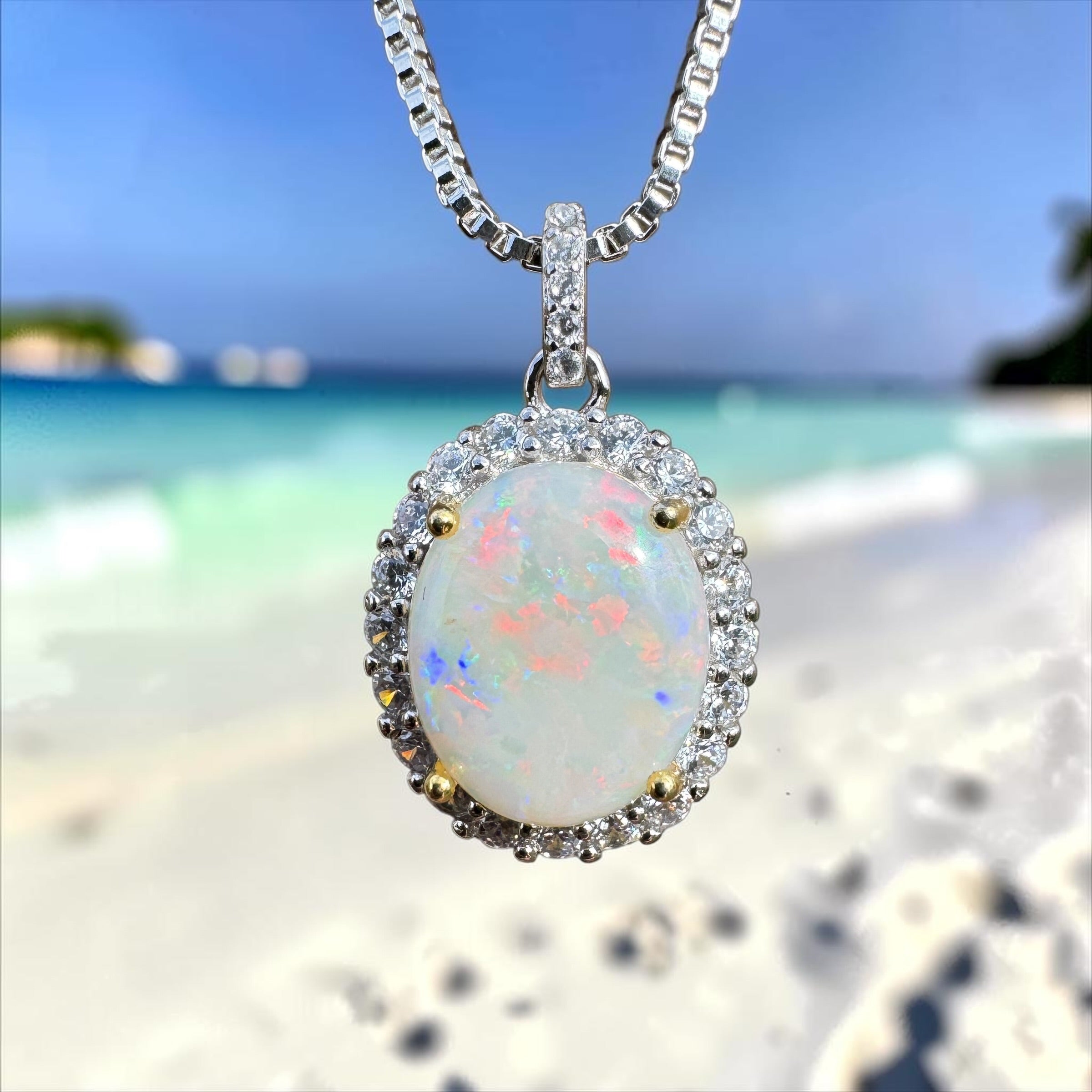 2.3ct Coober Pedy Opal Pendant Necklace ~ 'Natural Bridge' | 925 Sterling Silver | Solid Australian Opal