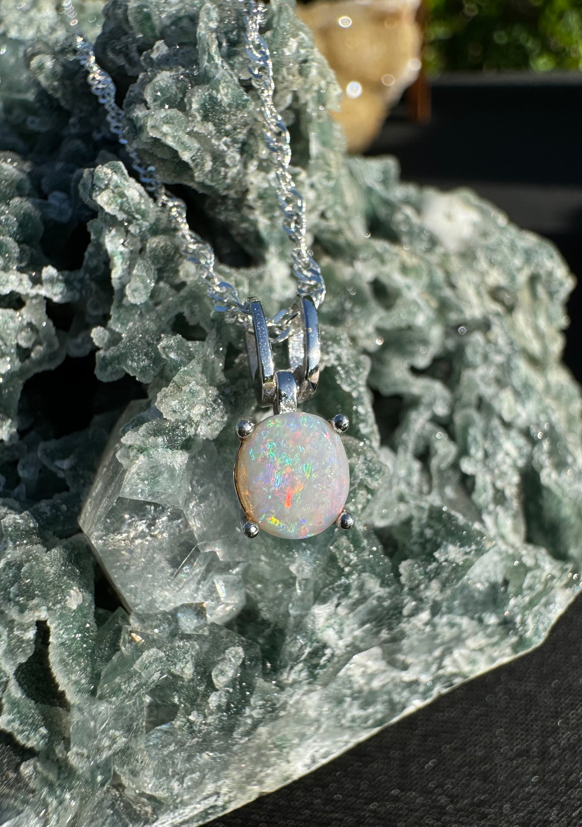 'Dreamtime Spirit' ~ Handcrafted 0.8ct Solid Lightning Ridge Opal Sterling Silver Pendant Necklace - Iona Opal Australia