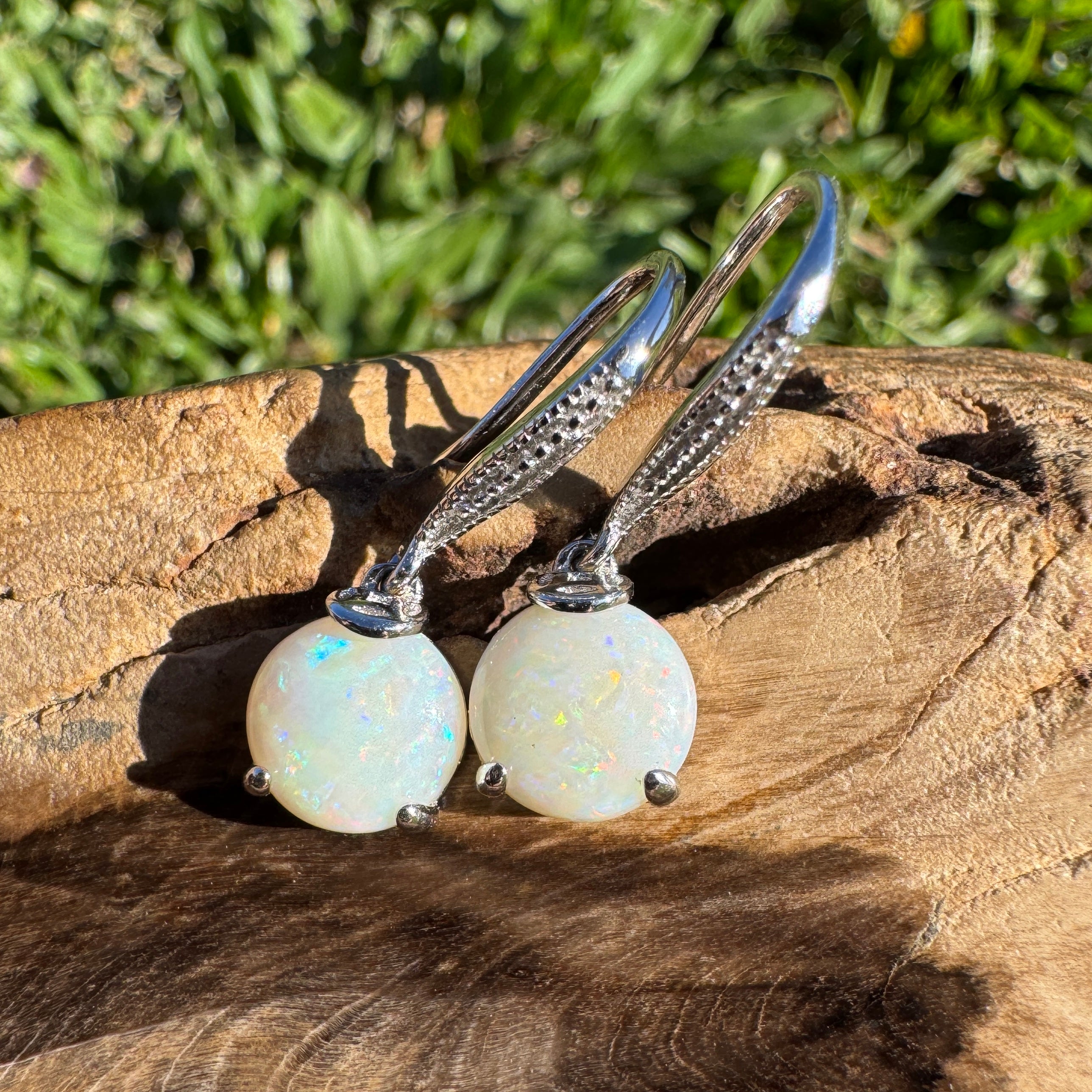 2.6ct Coober Pedy Opal Earrings ~ 'Coffs Twin Drops' | 925 Sterling Silver | Solid Australian Opal