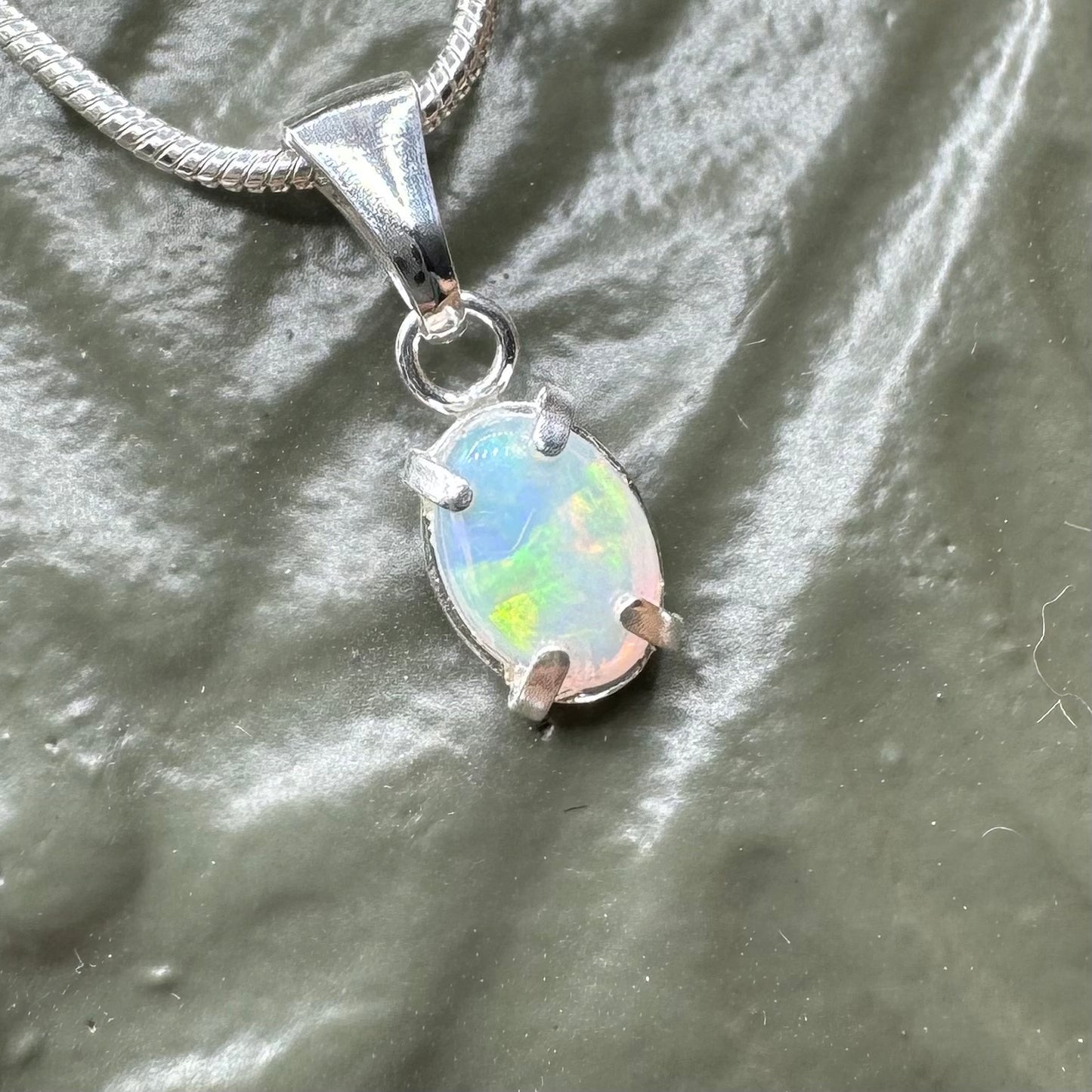 'Reef Radiance' ~ Handcrafted 0.6ct Solid Lightning Ridge Opal Sterling Silver Pendant