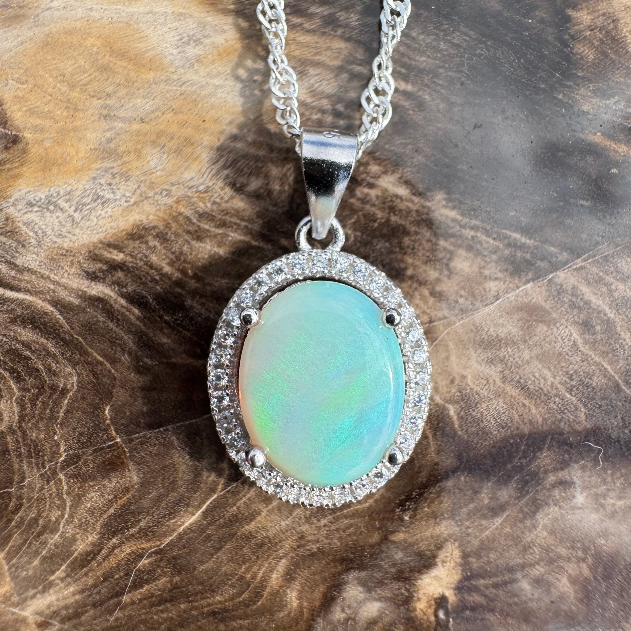 2ct Coober Pedy Opal Pendant Necklace ~ 'Anna Creek Light' | 925 Sterling Silver | Solid Australian Opal