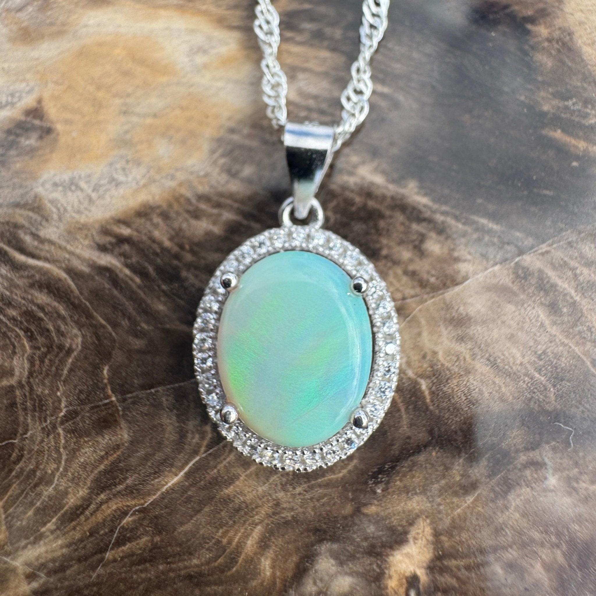2ct Coober Pedy Opal Pendant Necklace ~ 'Anna Creek Light' | 925 Sterling Silver | Solid Australian Opal