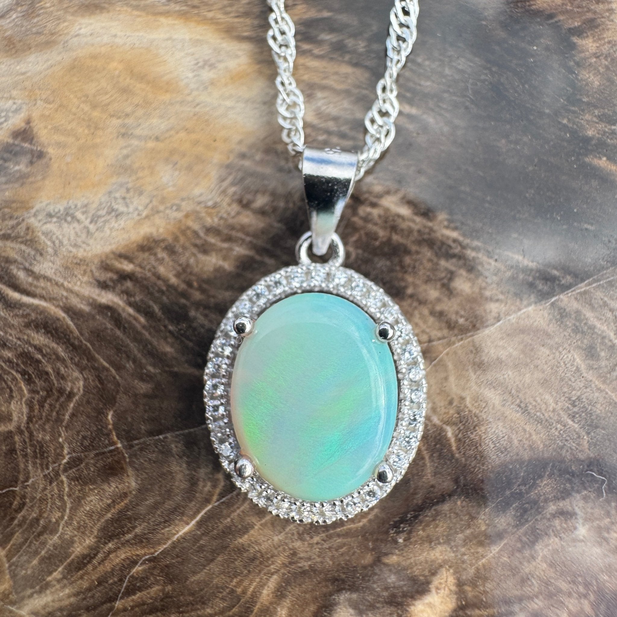 2ct Coober Pedy Opal Pendant Necklace ~ 'Anna Creek Light' | 925 Sterling Silver | Solid Australian Opal