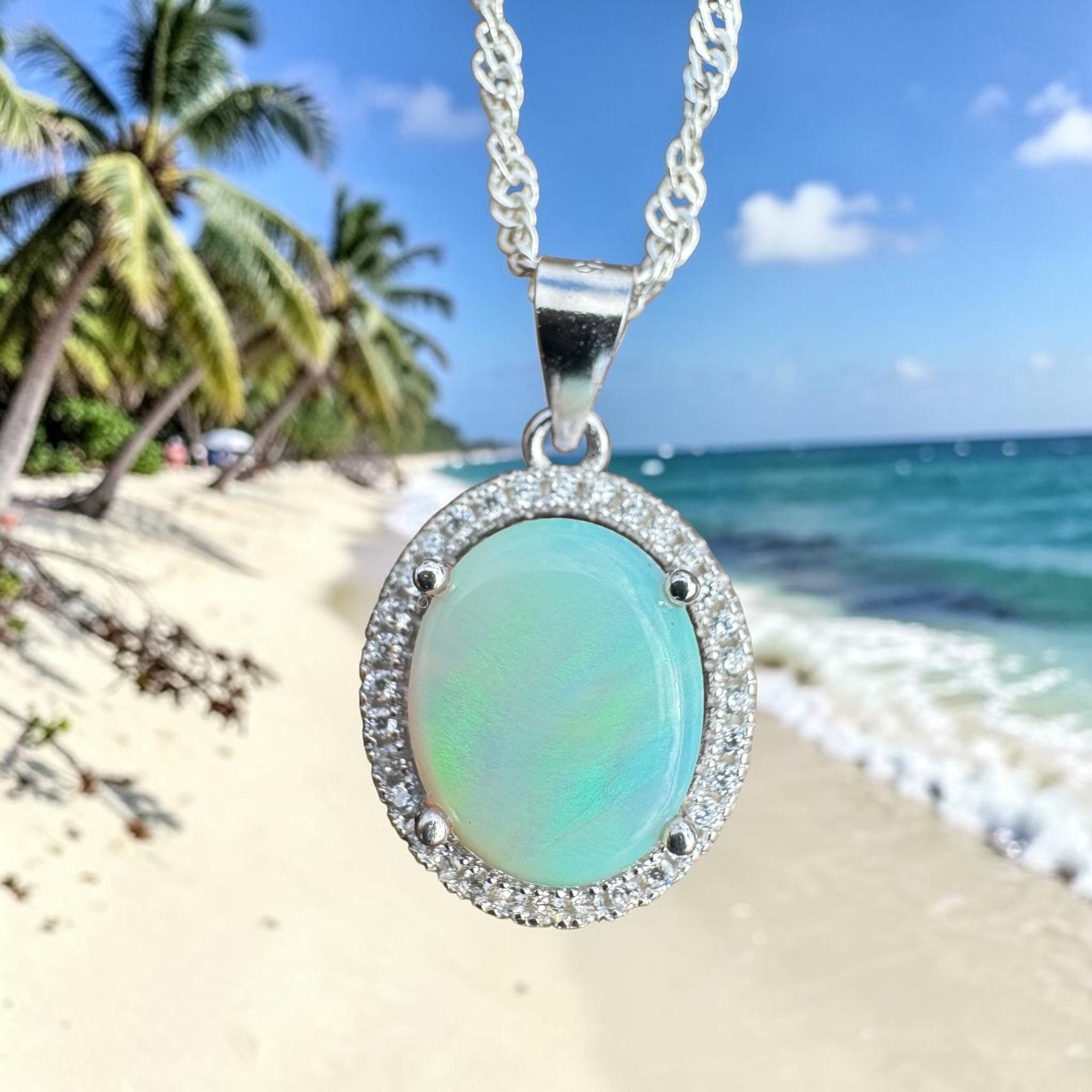 2ct Coober Pedy Opal Pendant Necklace ~ 'Anna Creek Light' | 925 Sterling Silver | Solid Australian Opal