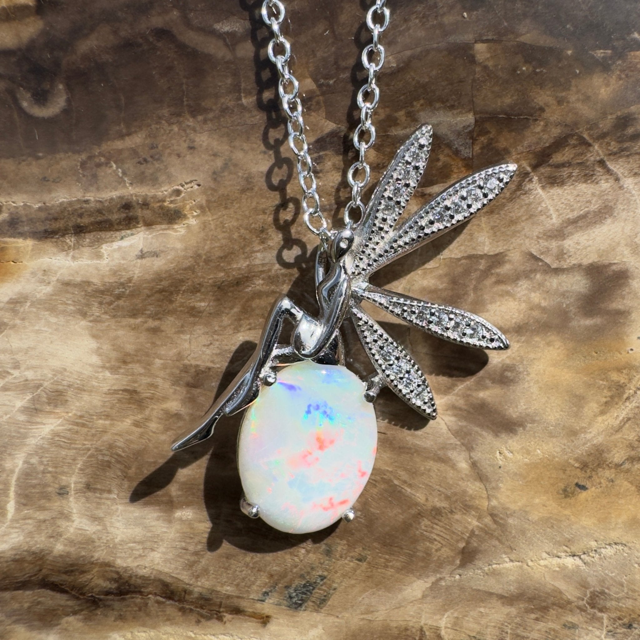 2ct Coober Pedy Opal Pendant Necklace ~ 'Flinders Chase Fairy' | 925 Sterling Silver | Solid Australian Opal