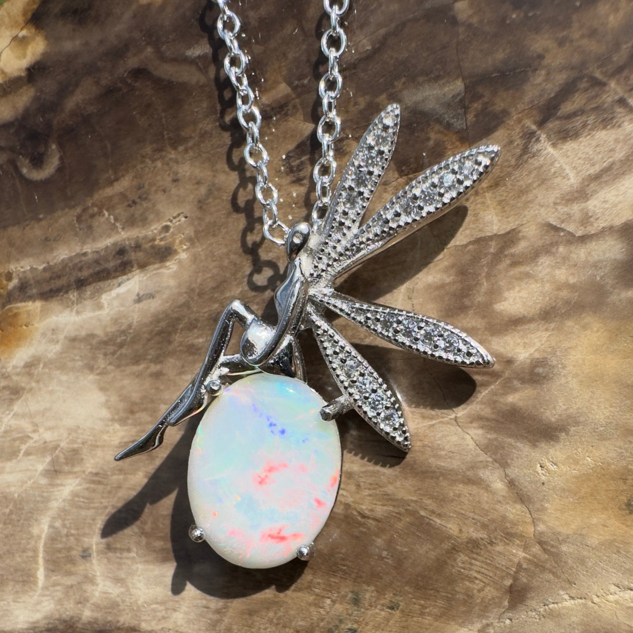 2ct Coober Pedy Opal Pendant Necklace ~ 'Flinders Chase Fairy' | 925 Sterling Silver | Solid Australian Opal