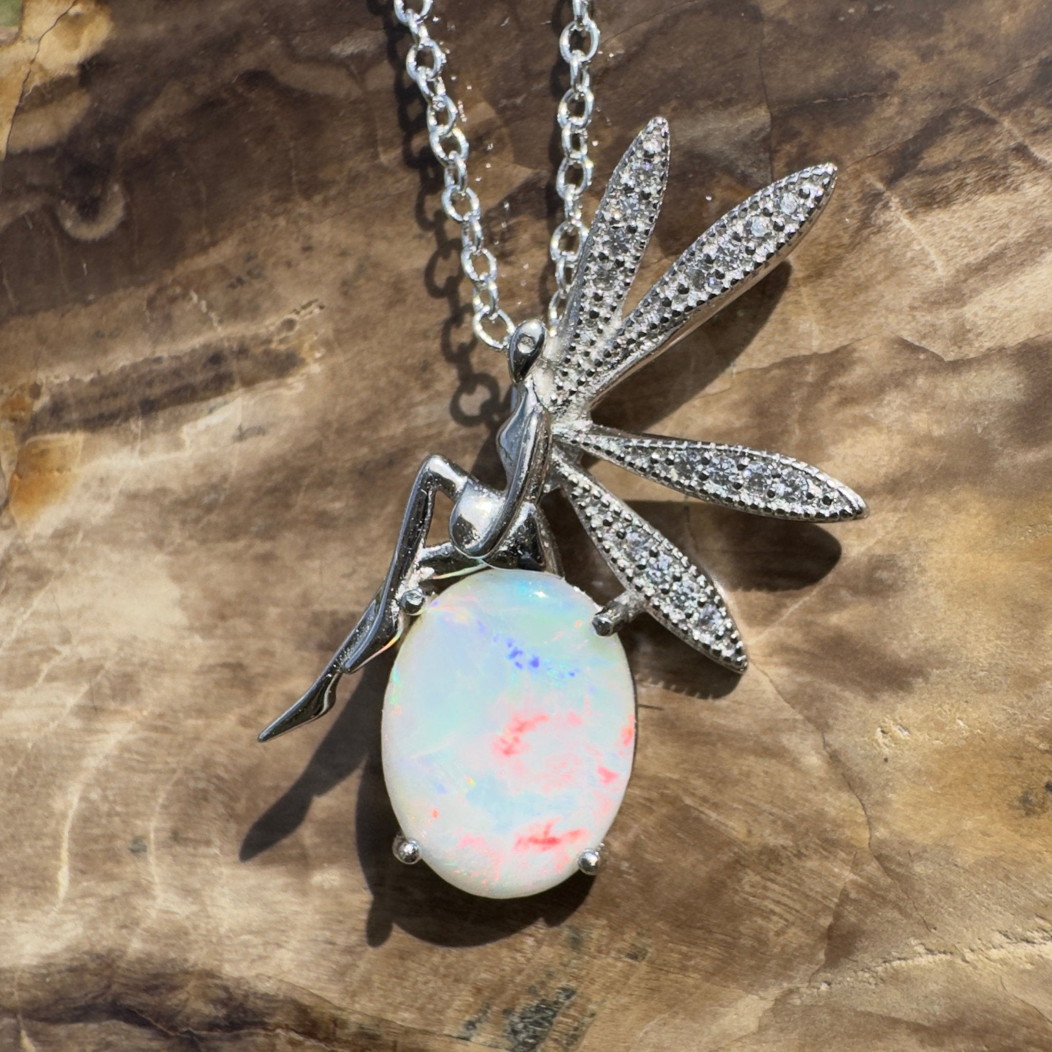 2ct Coober Pedy Opal Pendant Necklace ~ 'Flinders Chase Fairy' | 925 Sterling Silver | Solid Australian Opal